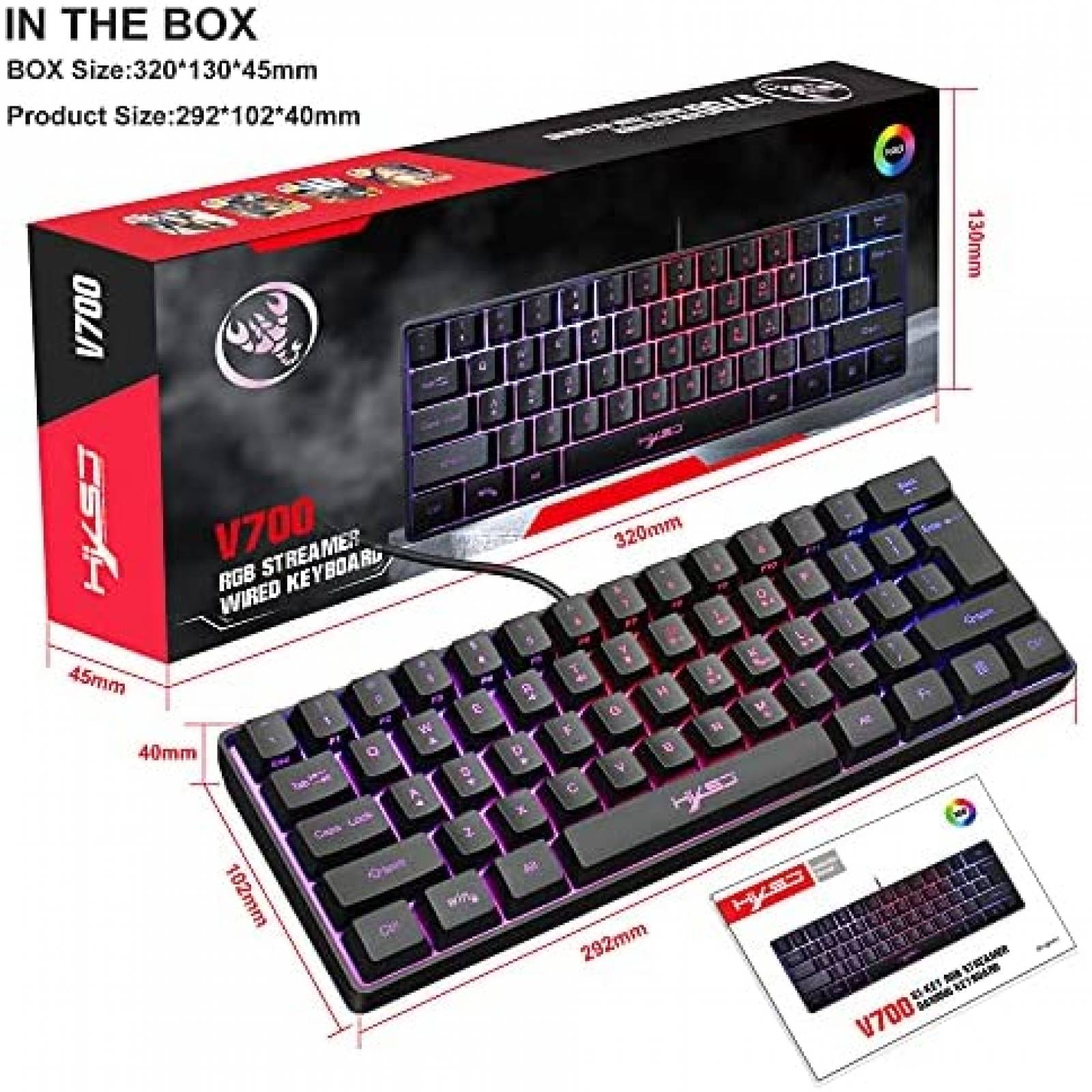 Teclado SELORSS Mecanico Gaming RGB Ergonomico 61 teclas