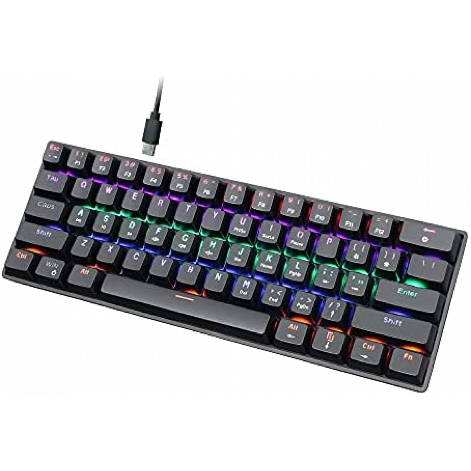 Teclado Snpurdiri Ergonomico RGB de 61 Teclas -Negro