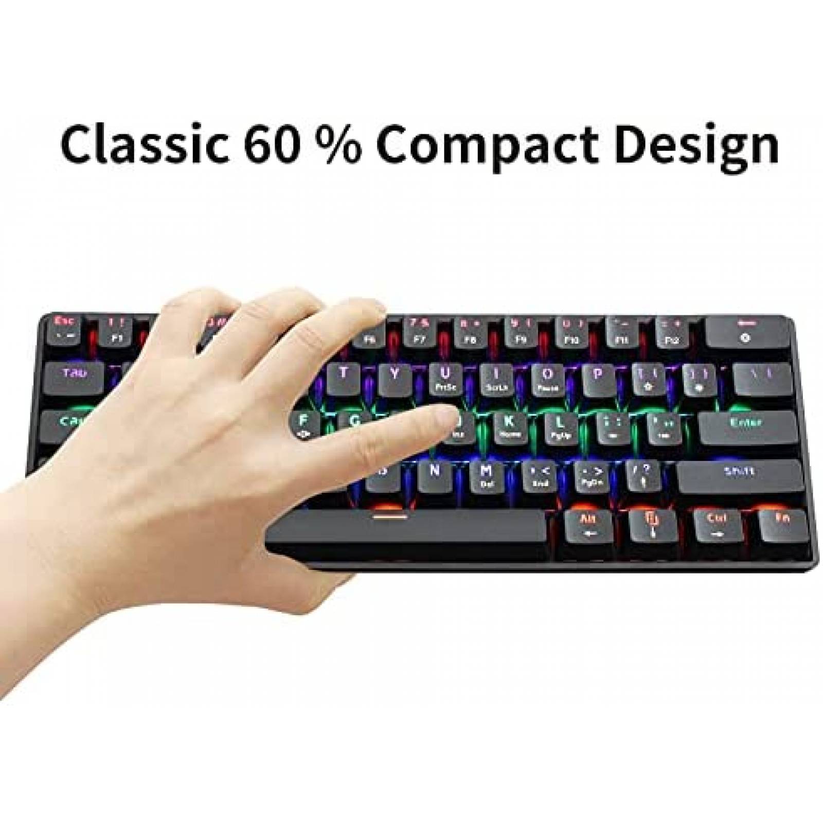 Teclado Snpurdiri Ergonomico RGB de 61 Teclas -Negro
