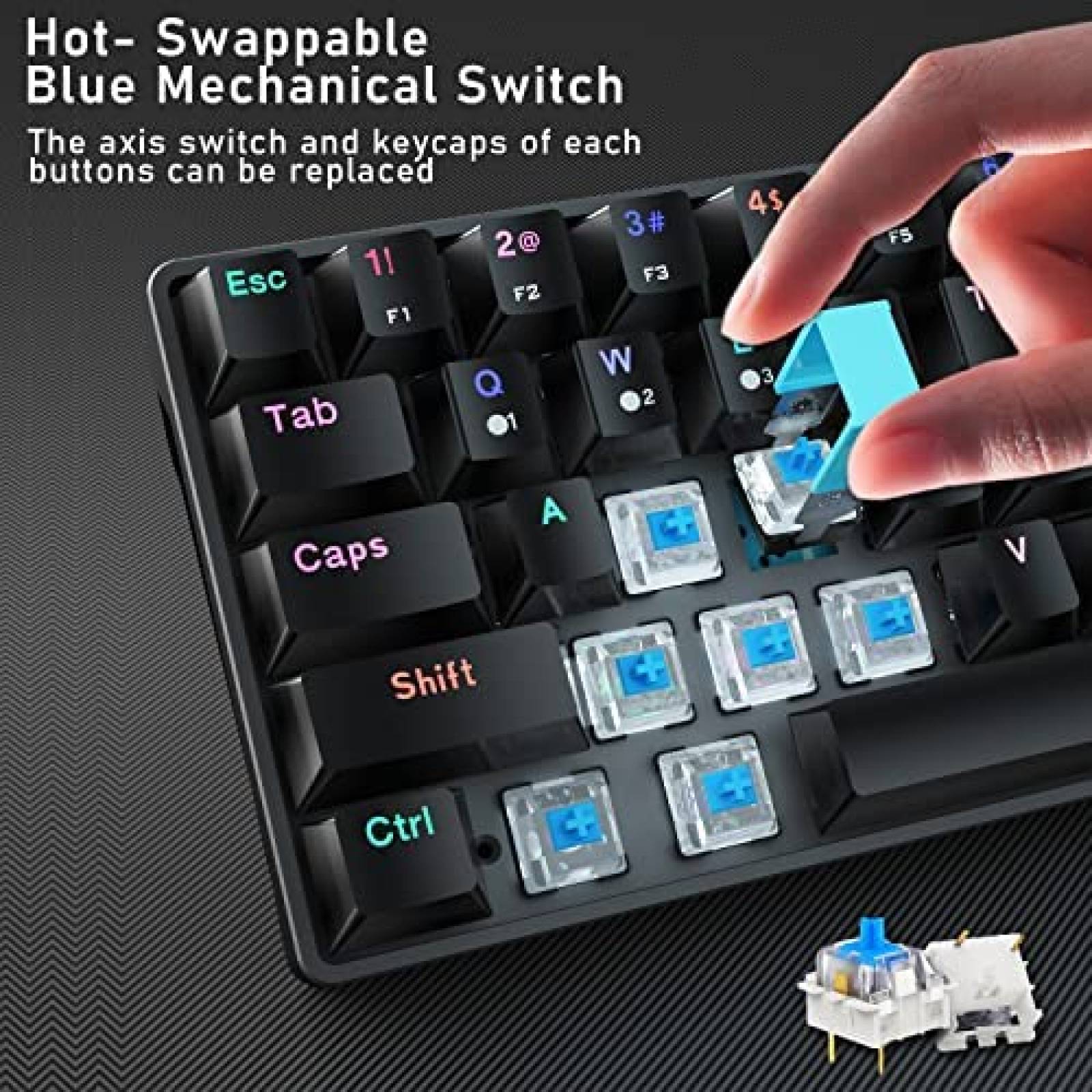 Teclado SOLAKAKA Mecanico Bluetooth 61 Teclas -Negro