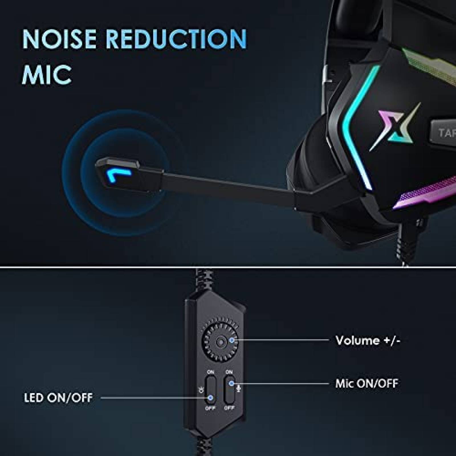 Headset Gamer Targeal con Sonido Surround 7.1 -Negro