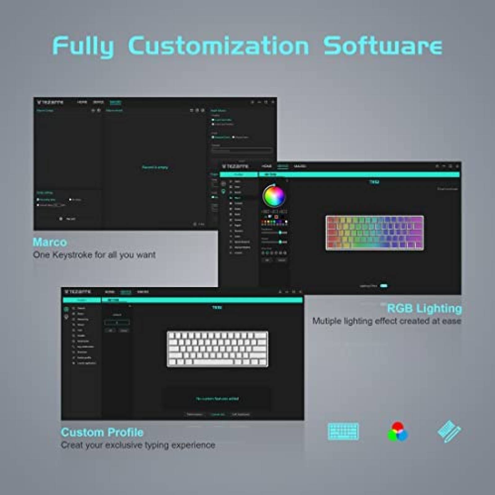 Teclado para computadora Tezarre TK61 RGB 61 teclas -Blanco