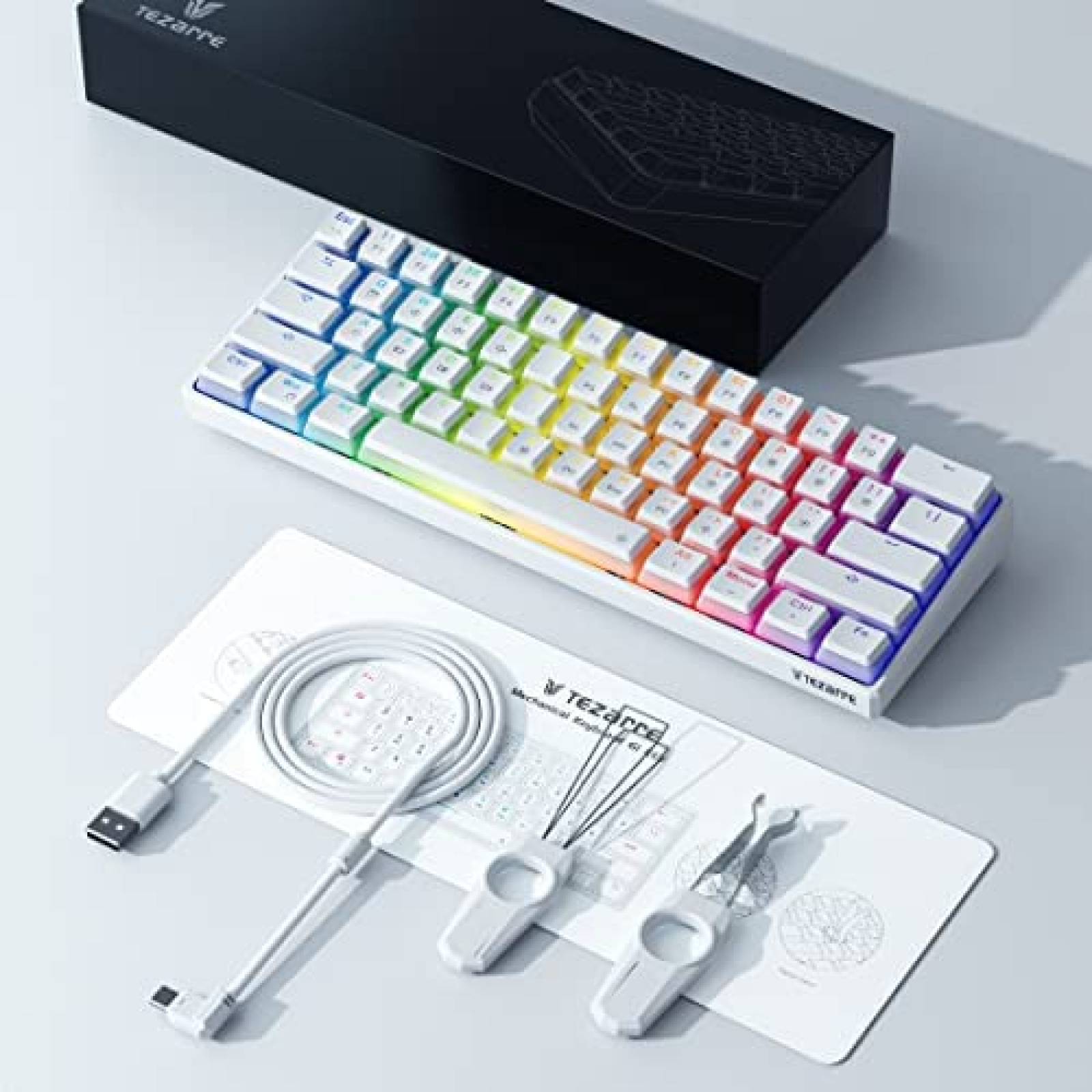 Teclado para computadora Tezarre TK61 RGB 61 teclas -Blanco
