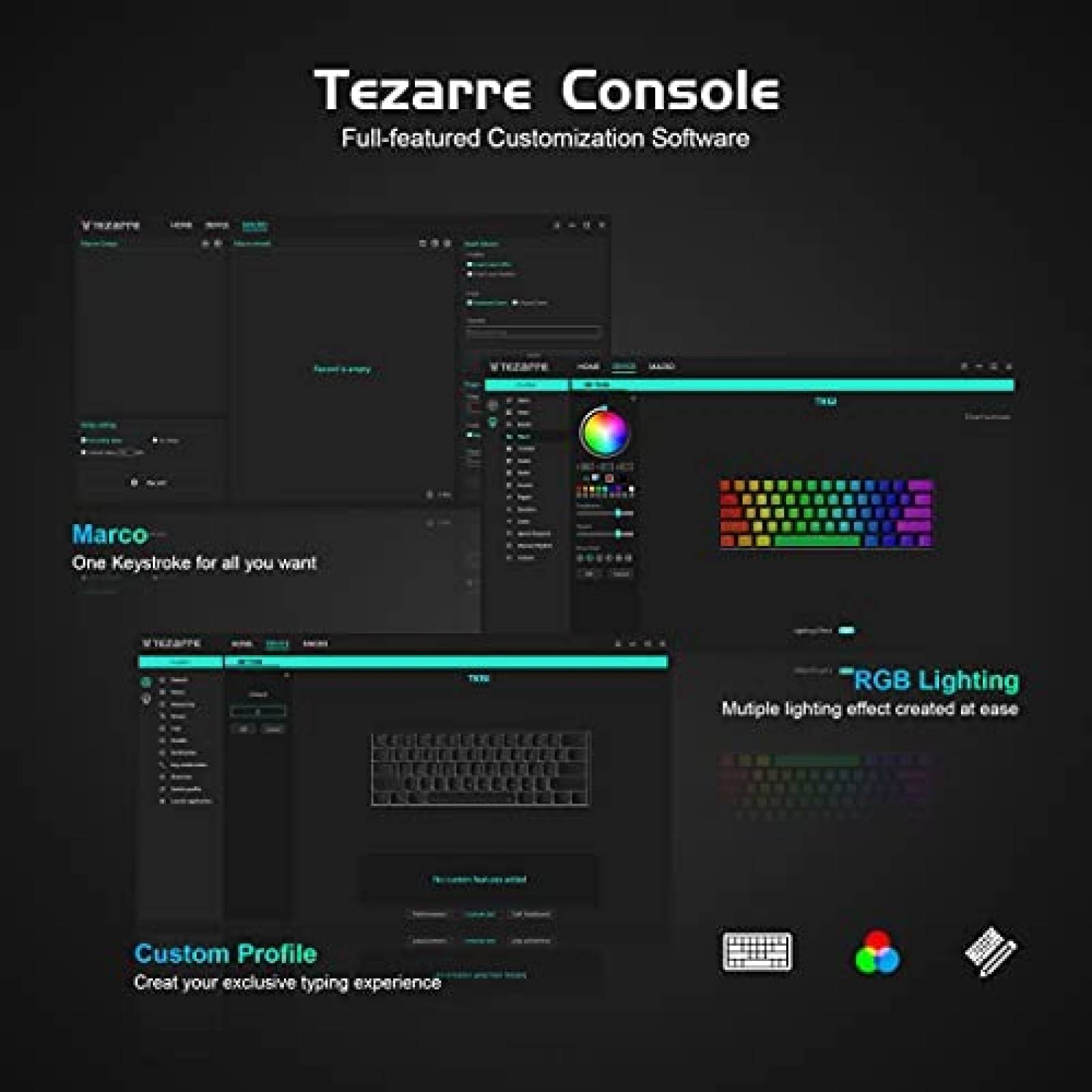 Teclado Tezarre TK61 60% Mecanico 61 Teclas -Negro