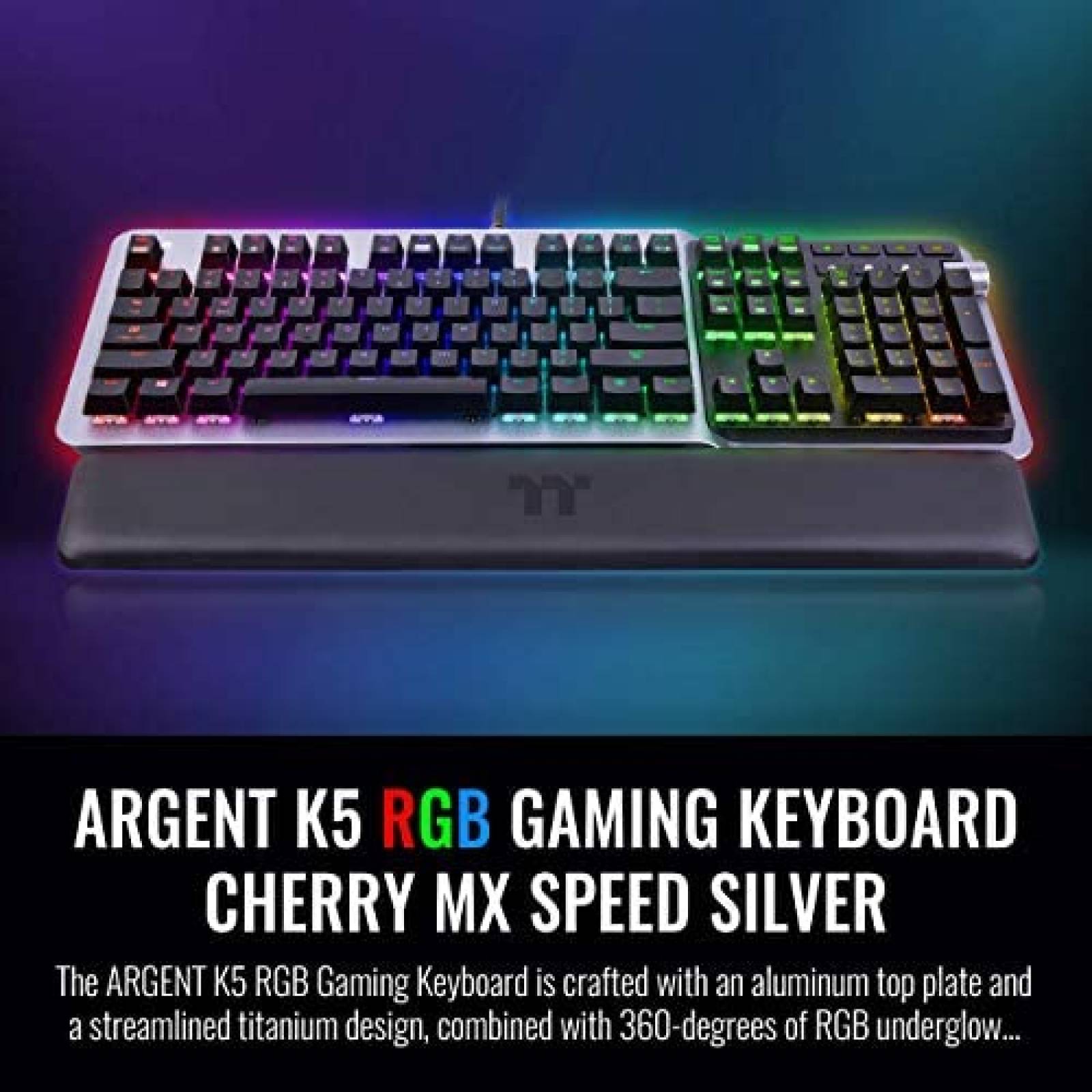 Teclado Thermaltake ARGENT K5 RGB Con Reposamuecas -Negro