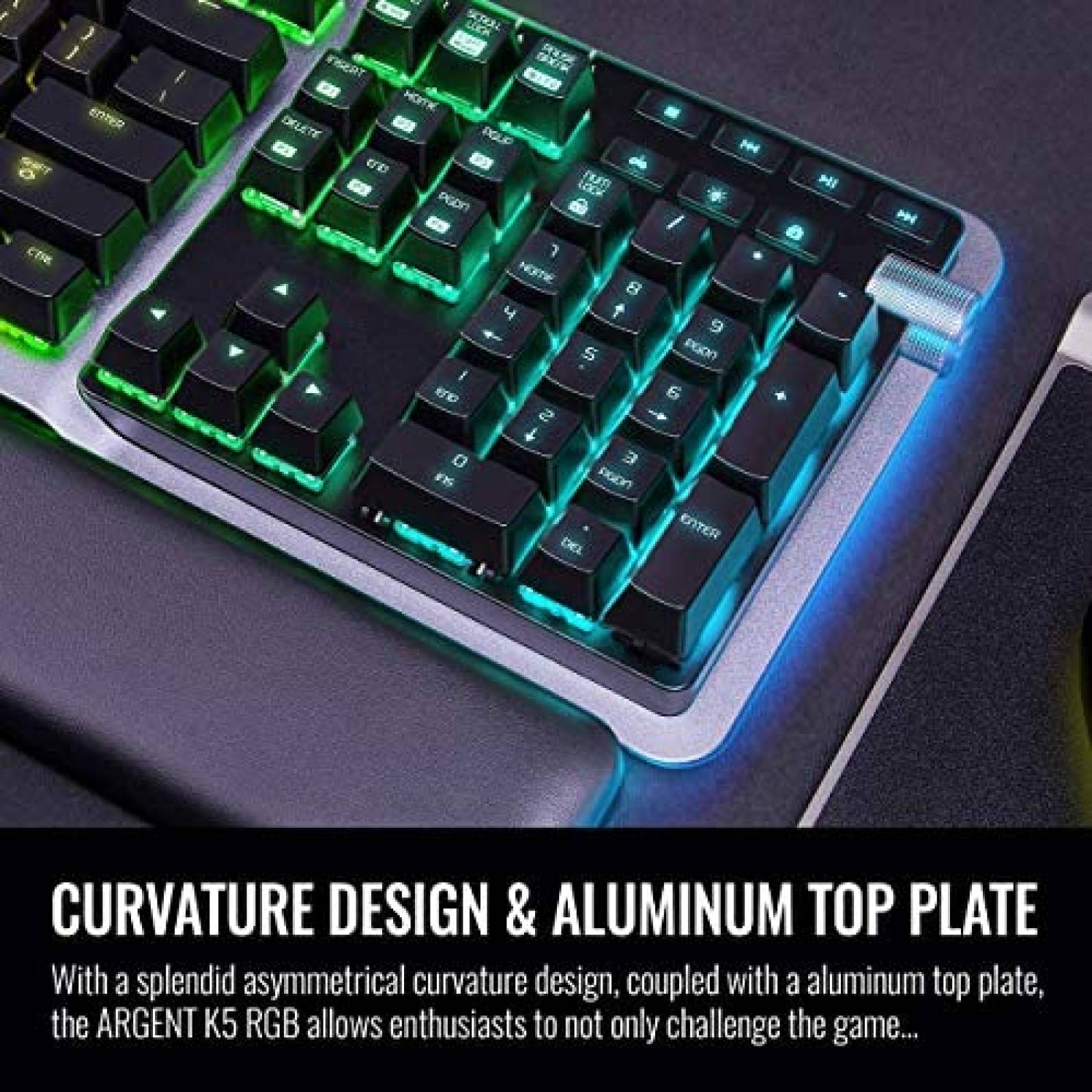 Teclado Thermaltake ARGENT K5 RGB Con Reposamuecas -Negro