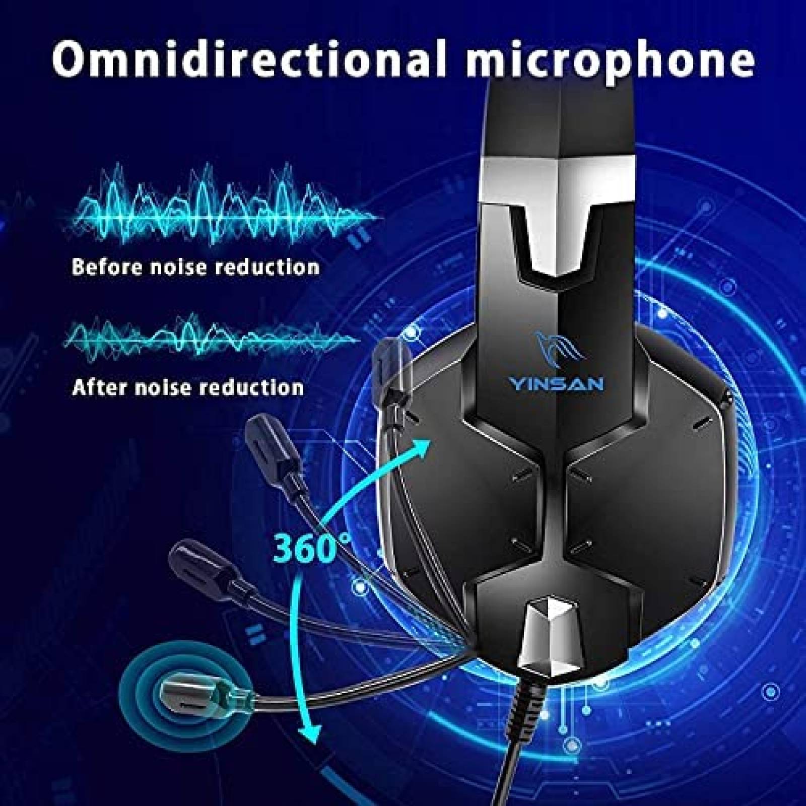 Auriculares para juegos Unknown con microfono -Azul