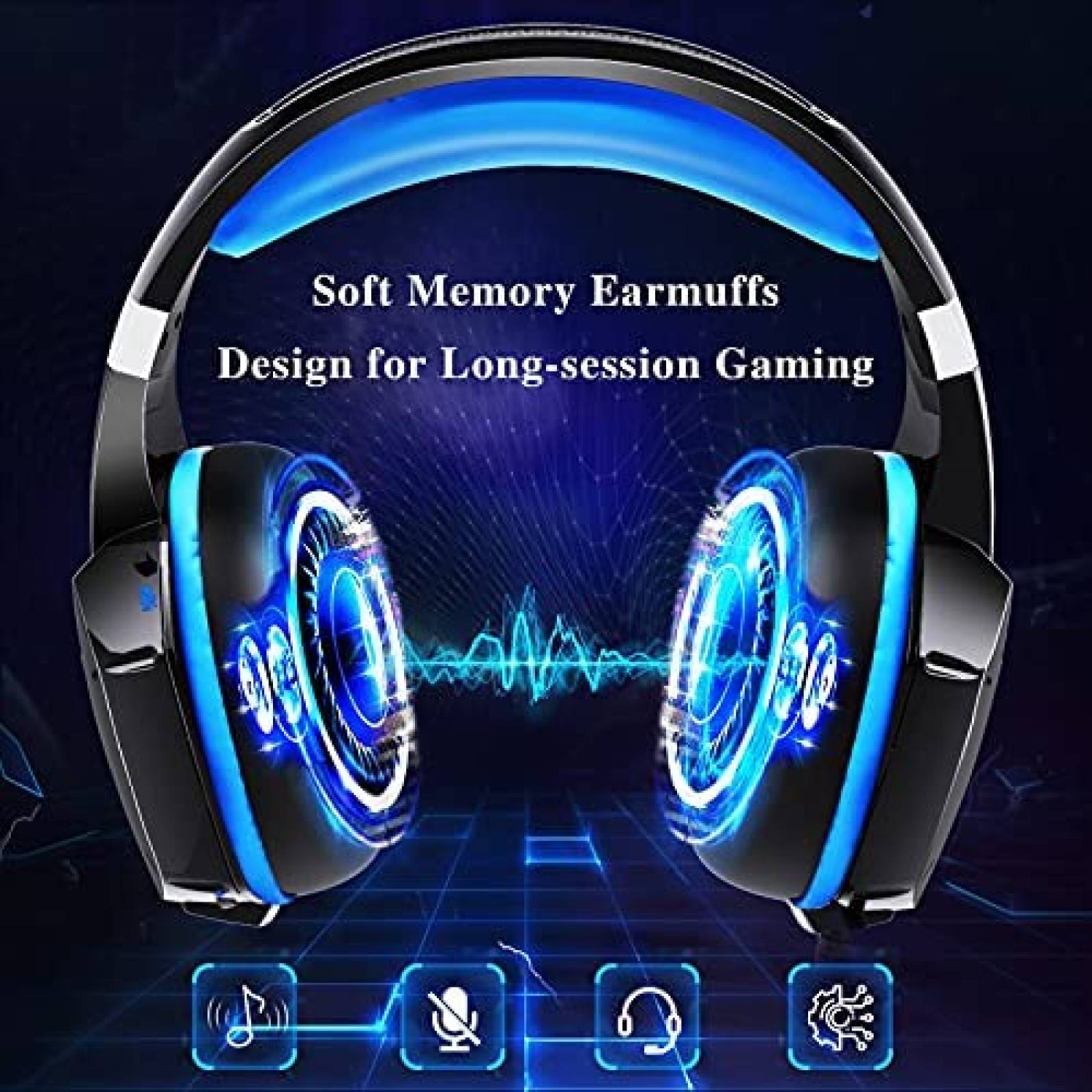 Auriculares para juegos Unknown con microfono -Azul