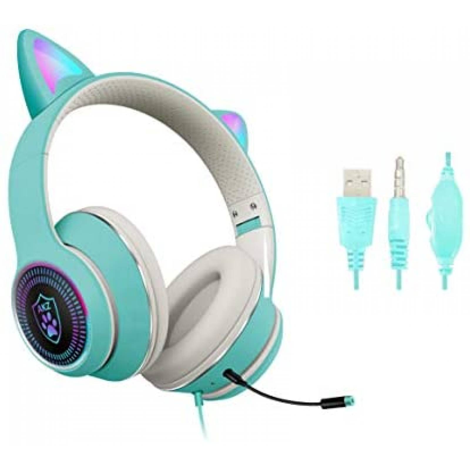 Auriculares VIGROS Cat Ear para juegos con cable AUX LED