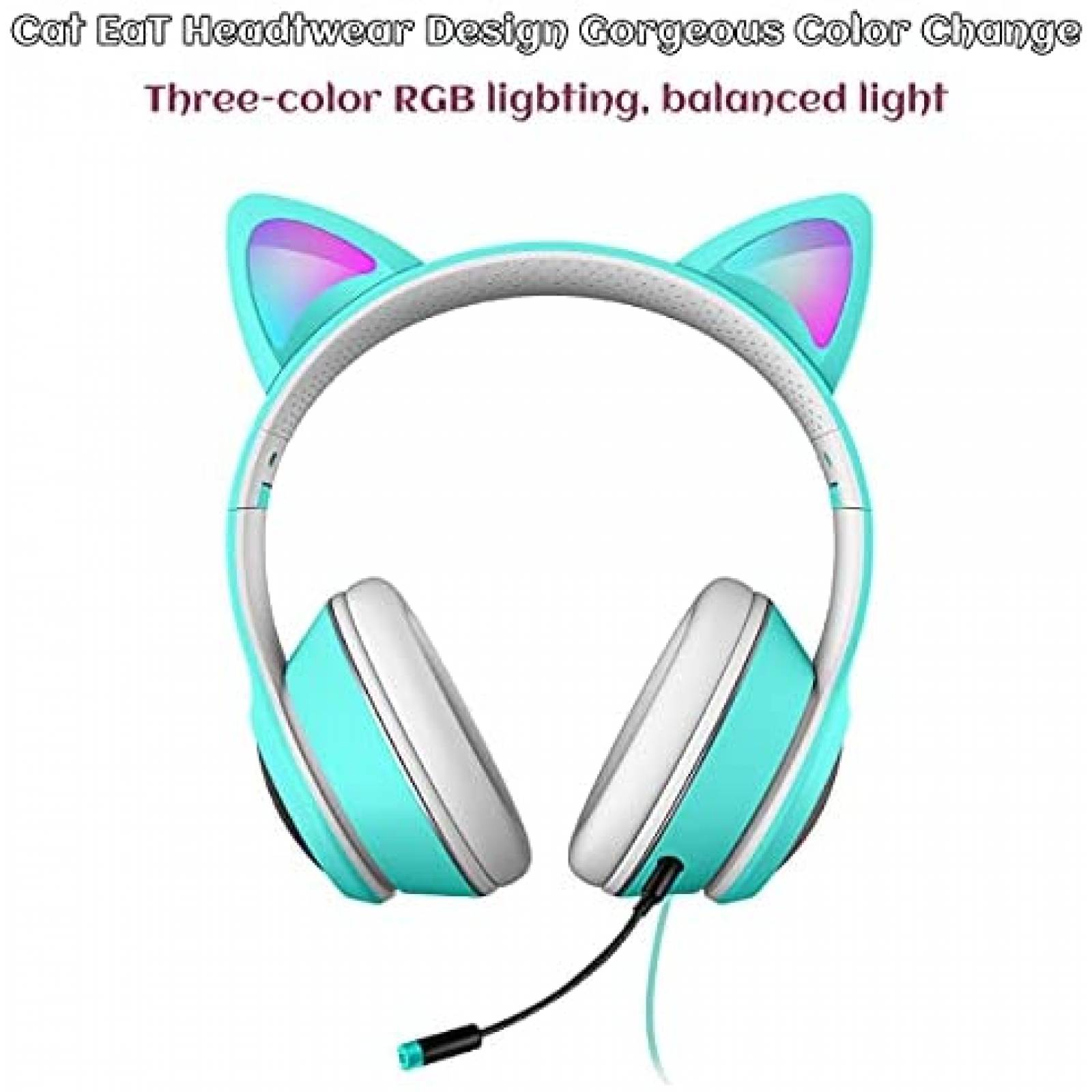 Auriculares VIGROS Cat Ear para juegos con cable AUX LED