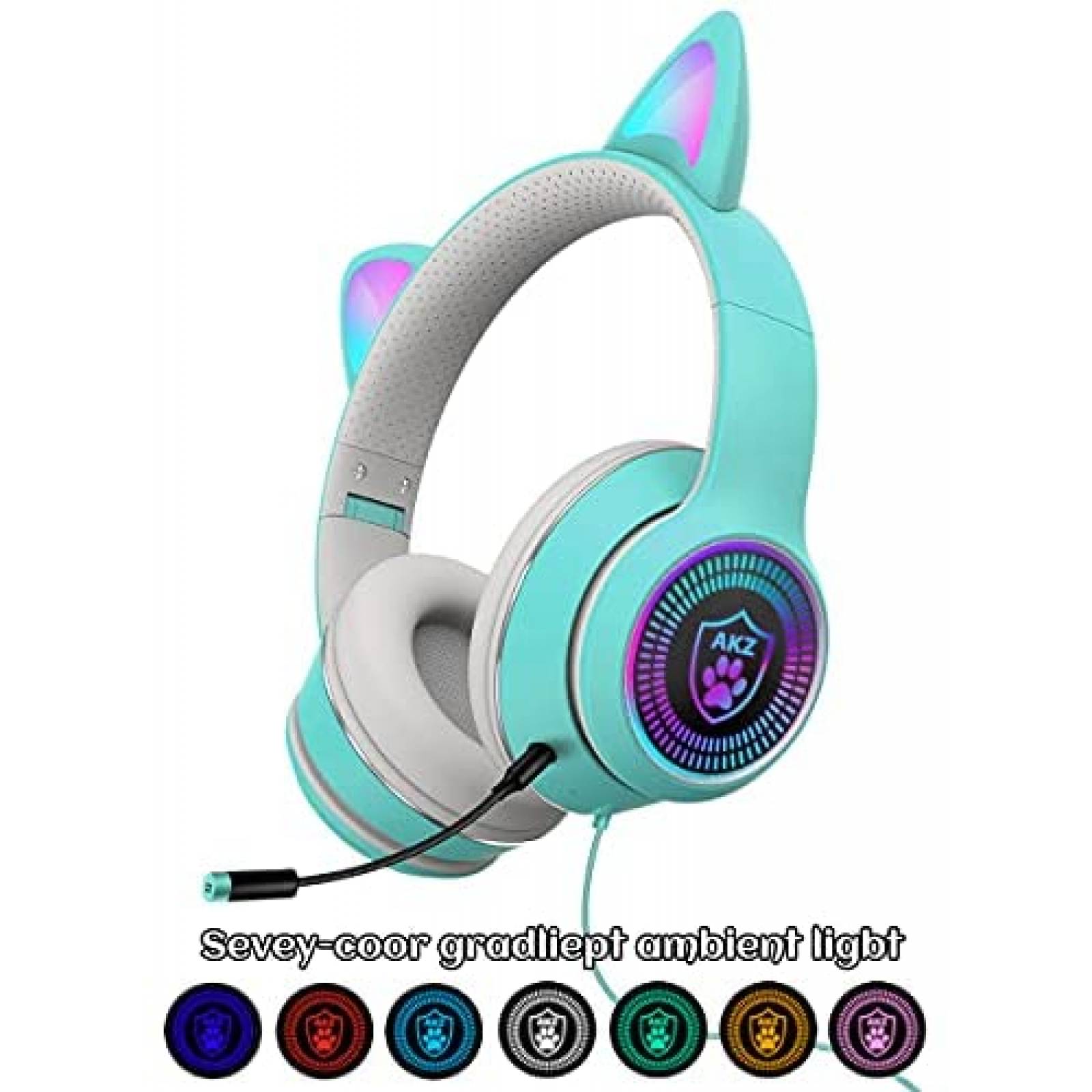 Auriculares VIGROS Cat Ear para juegos con cable AUX LED