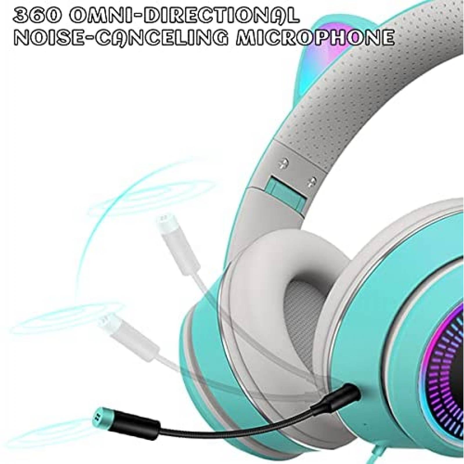 Auriculares VIGROS Cat Ear para juegos con cable AUX LED