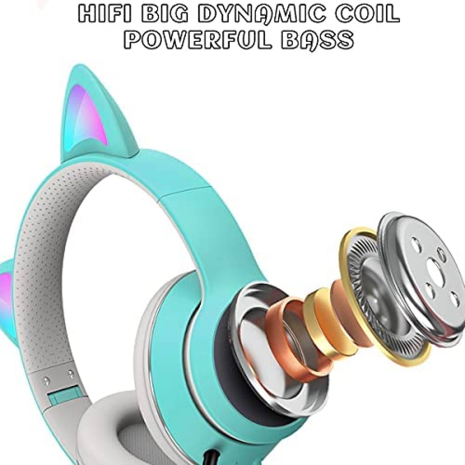 Auriculares VIGROS Cat Ear para juegos con cable AUX LED