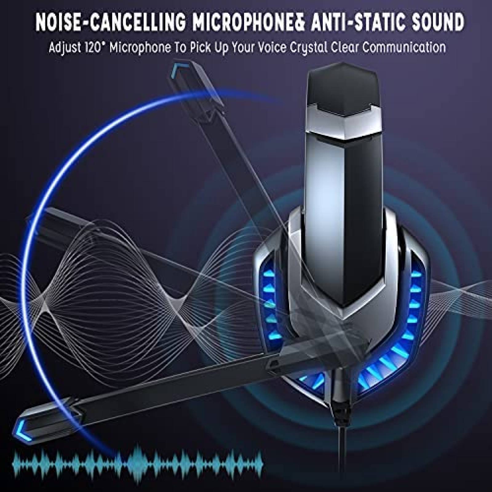 Audifonos con Microfono Wasart con Luces LED -Negro