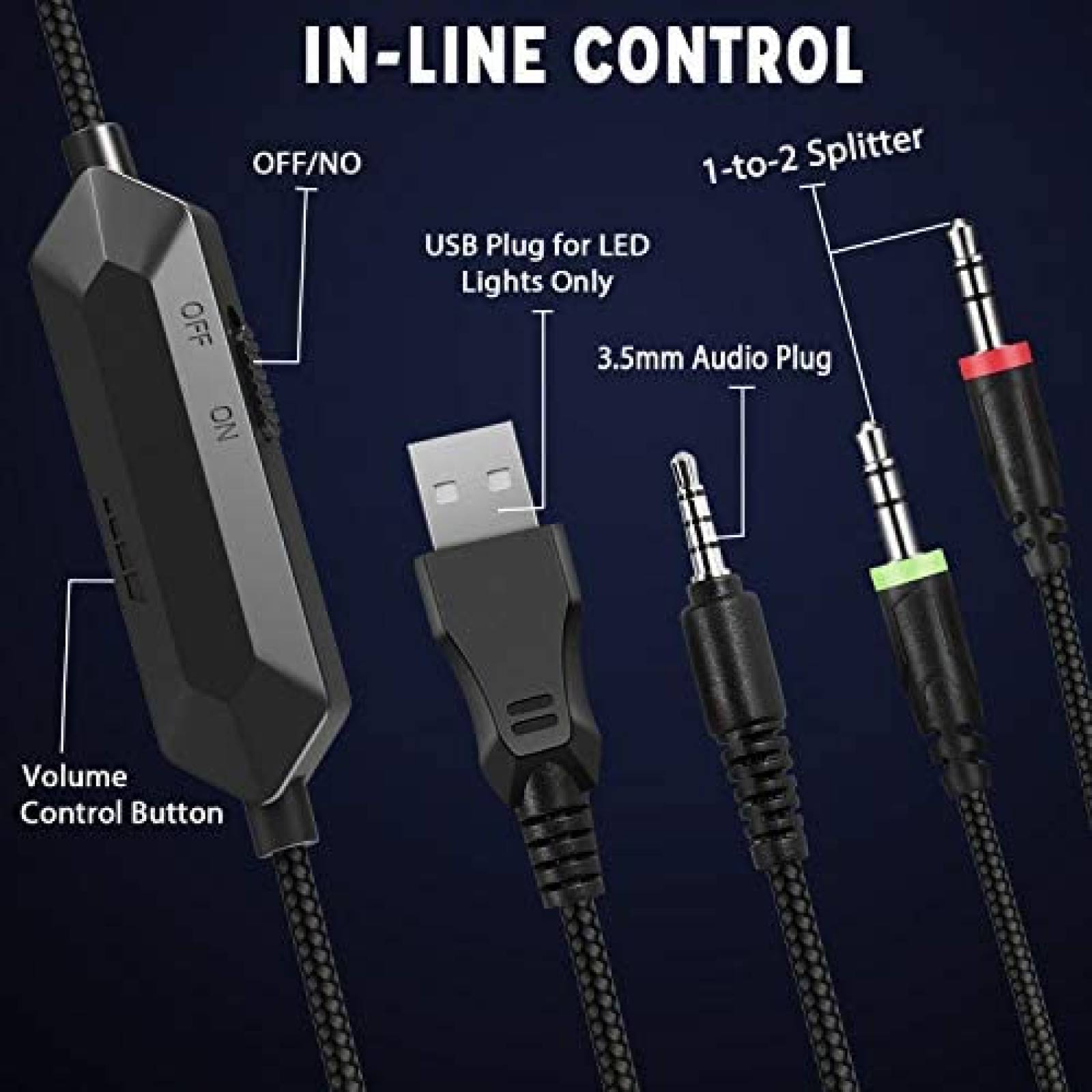 Audifonos con Microfono Wasart con Luces LED -Negro
