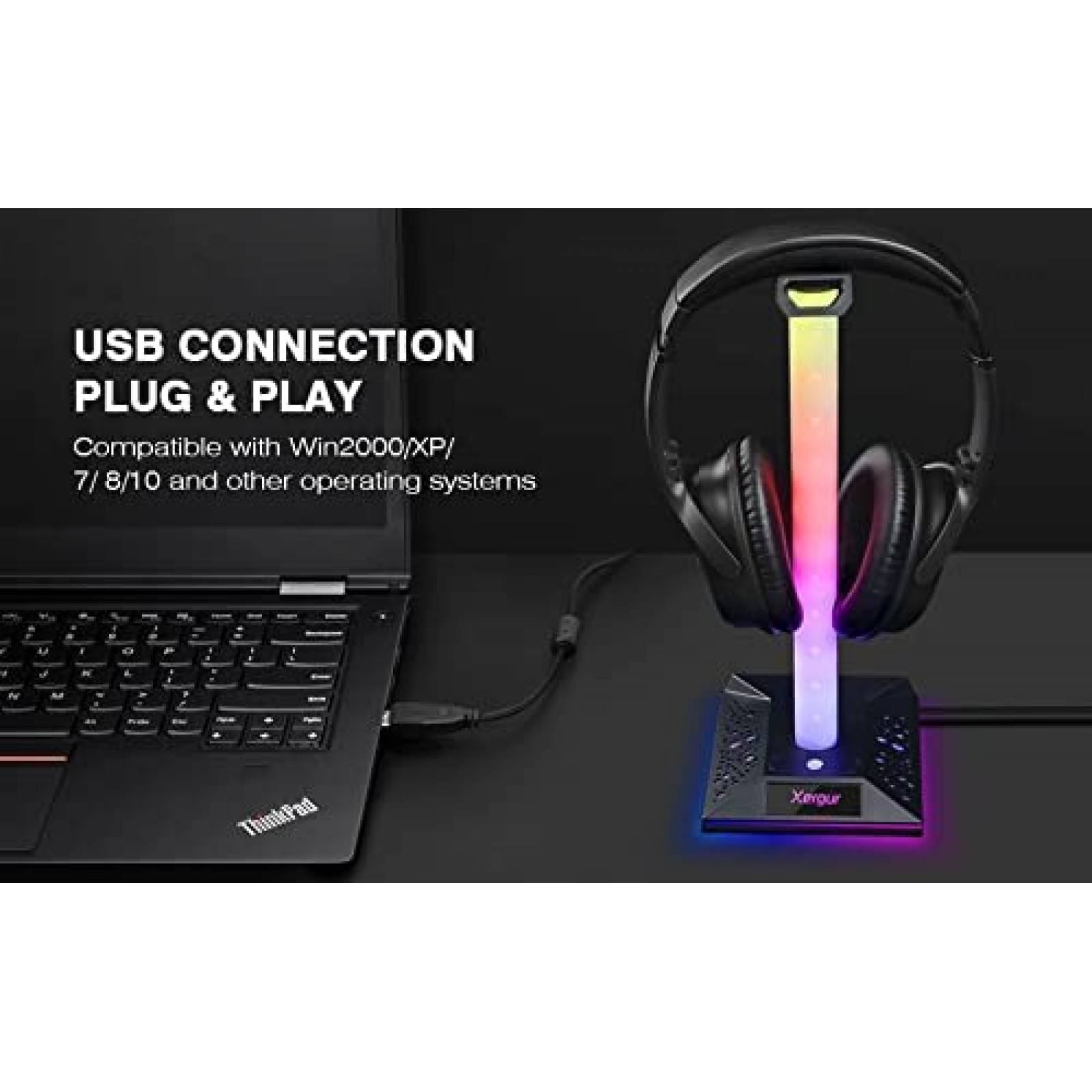 Soporte para auriculares XERGUR RGB para videojuegos con AUX