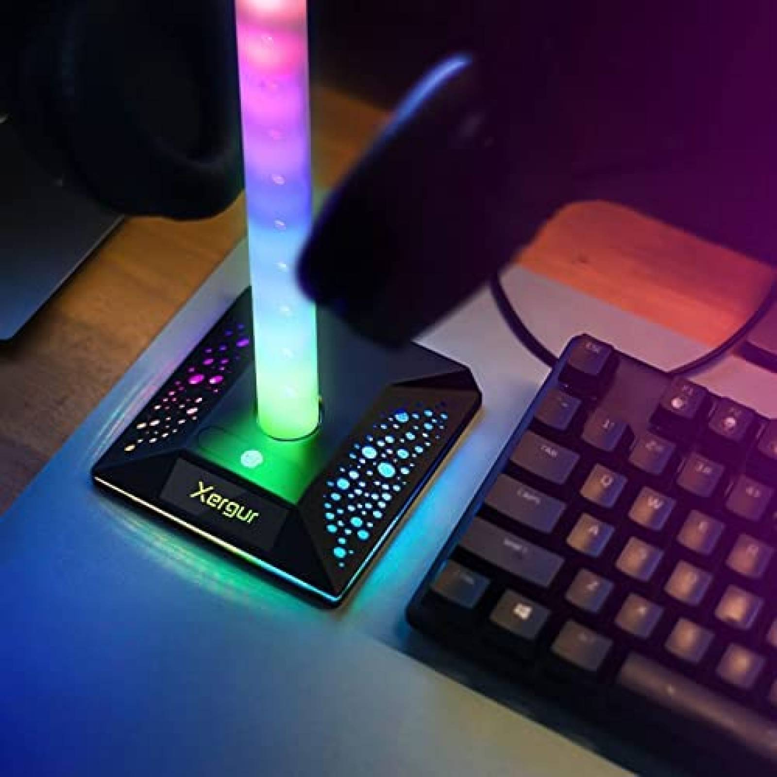 Soporte para auriculares XERGUR RGB para videojuegos con AUX