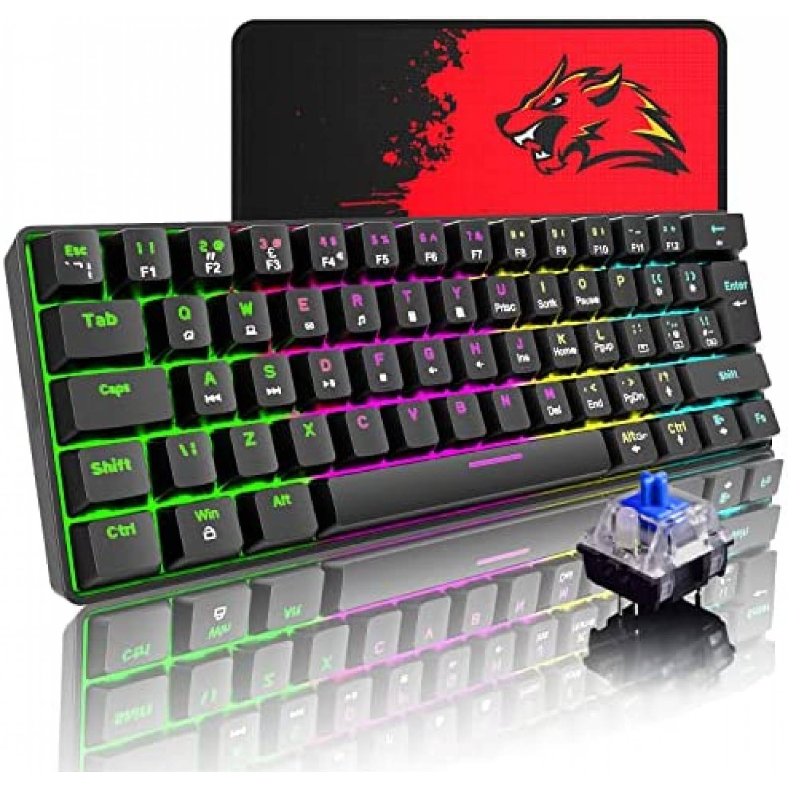 Teclado Mecanico XINMENG Gaming RGB 62 Teclas Impermeable