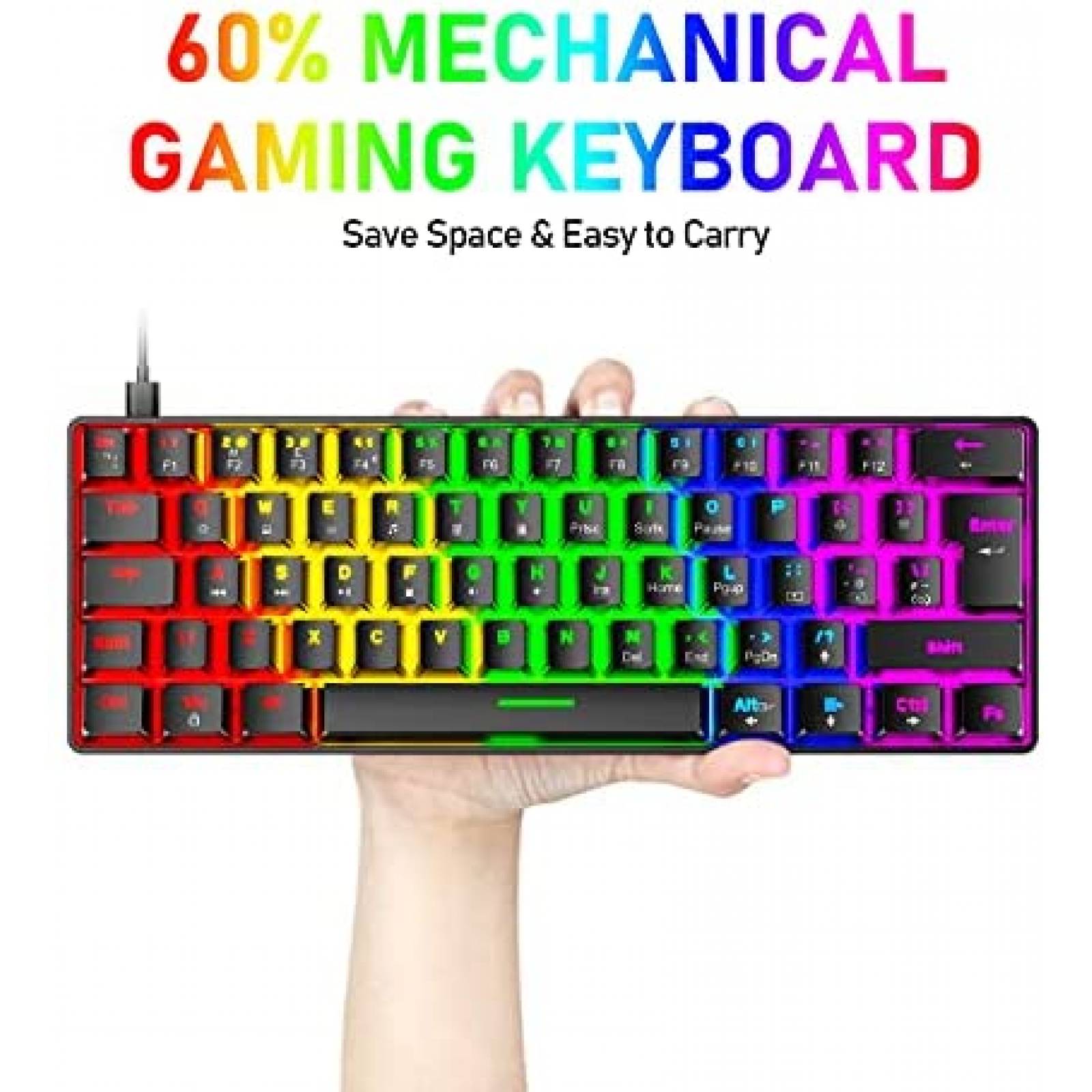 Teclado Mecanico XINMENG Gaming RGB 62 Teclas Impermeable