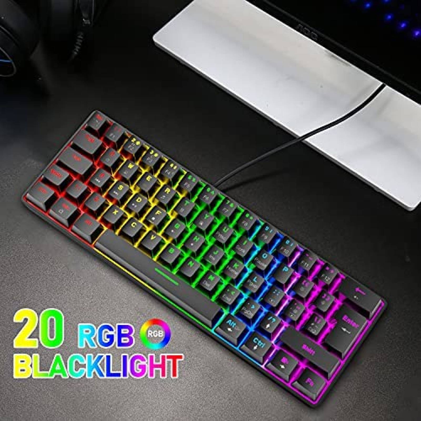 Teclado Mecanico XINMENG Gaming RGB 62 Teclas Impermeable