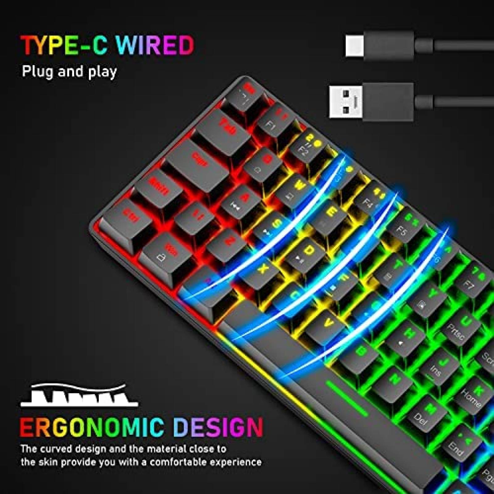 Teclado Mecanico XINMENG Gaming RGB 62 Teclas Impermeable