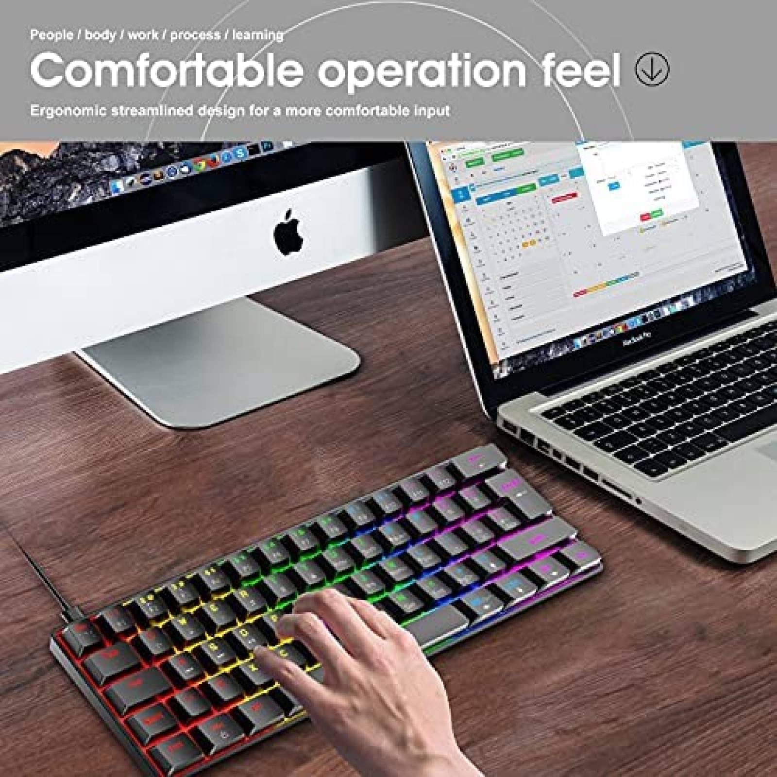 Teclado Mecanico XINMENG Gaming RGB 62 Teclas Impermeable