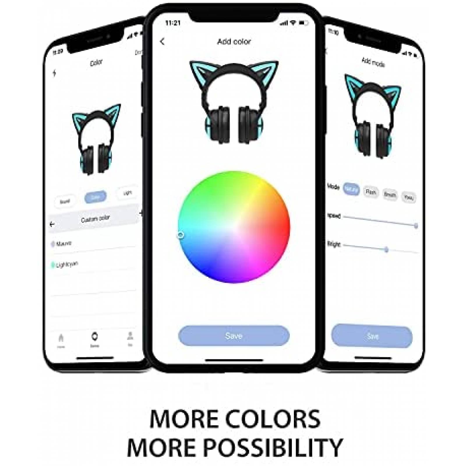 Headset YOWU RGB Cat Ear 3G Bluetooth 5.0 Sonido Envolvente