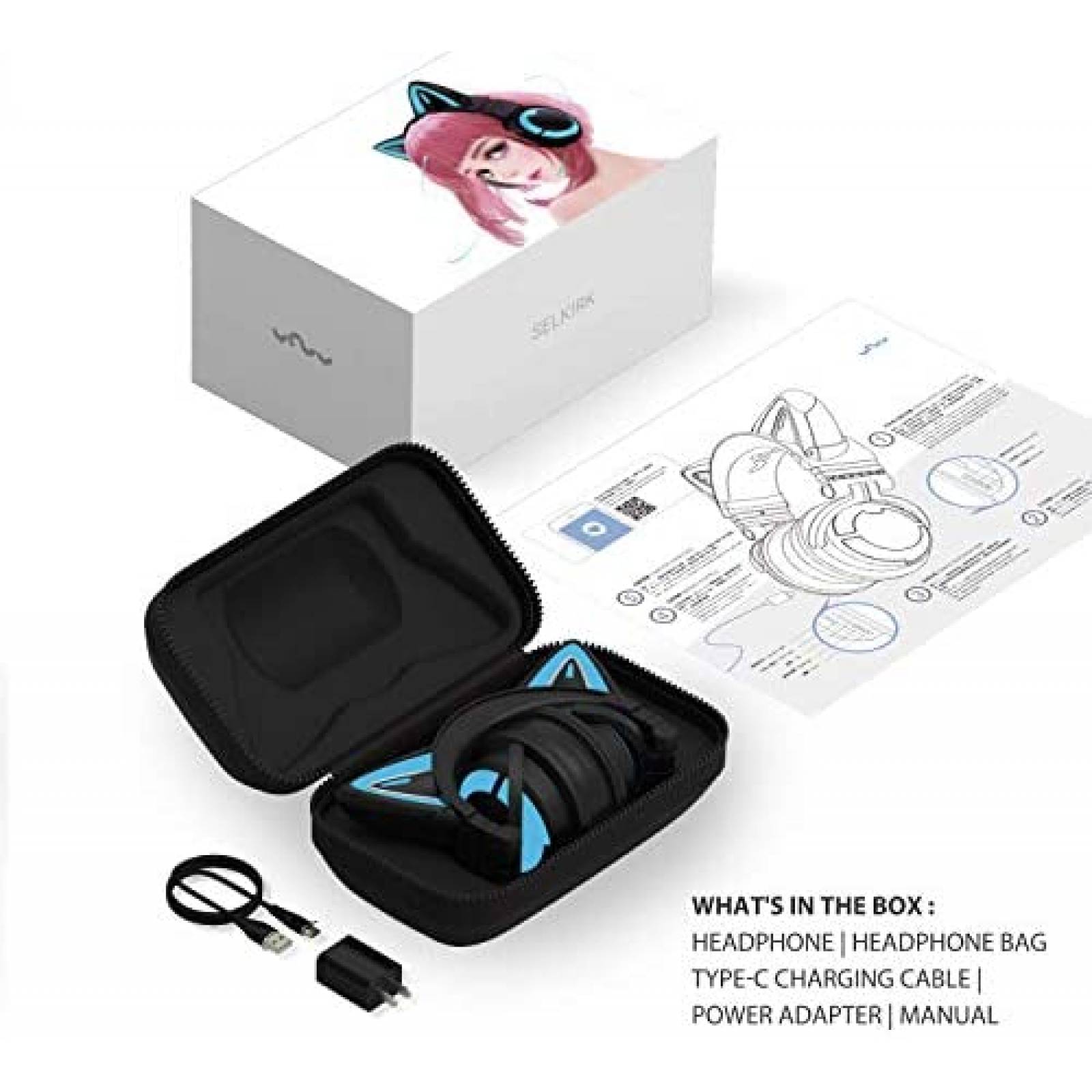 Headset YOWU RGB Cat Ear 3G Bluetooth 5.0 Sonido Envolvente