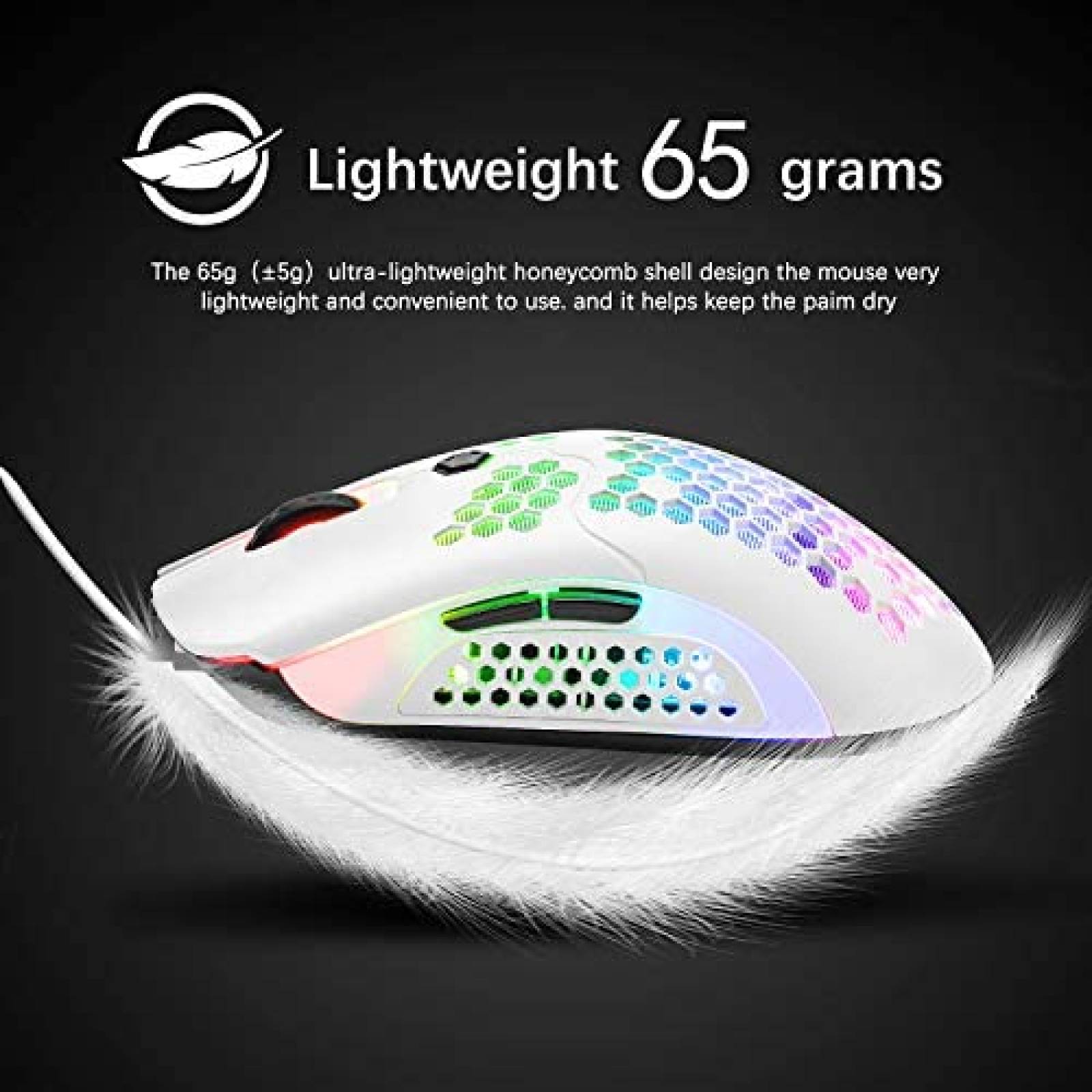 Mouse Gamer ZIYOU LANG M5 RGB 65G Pixart 3325 -Blanco