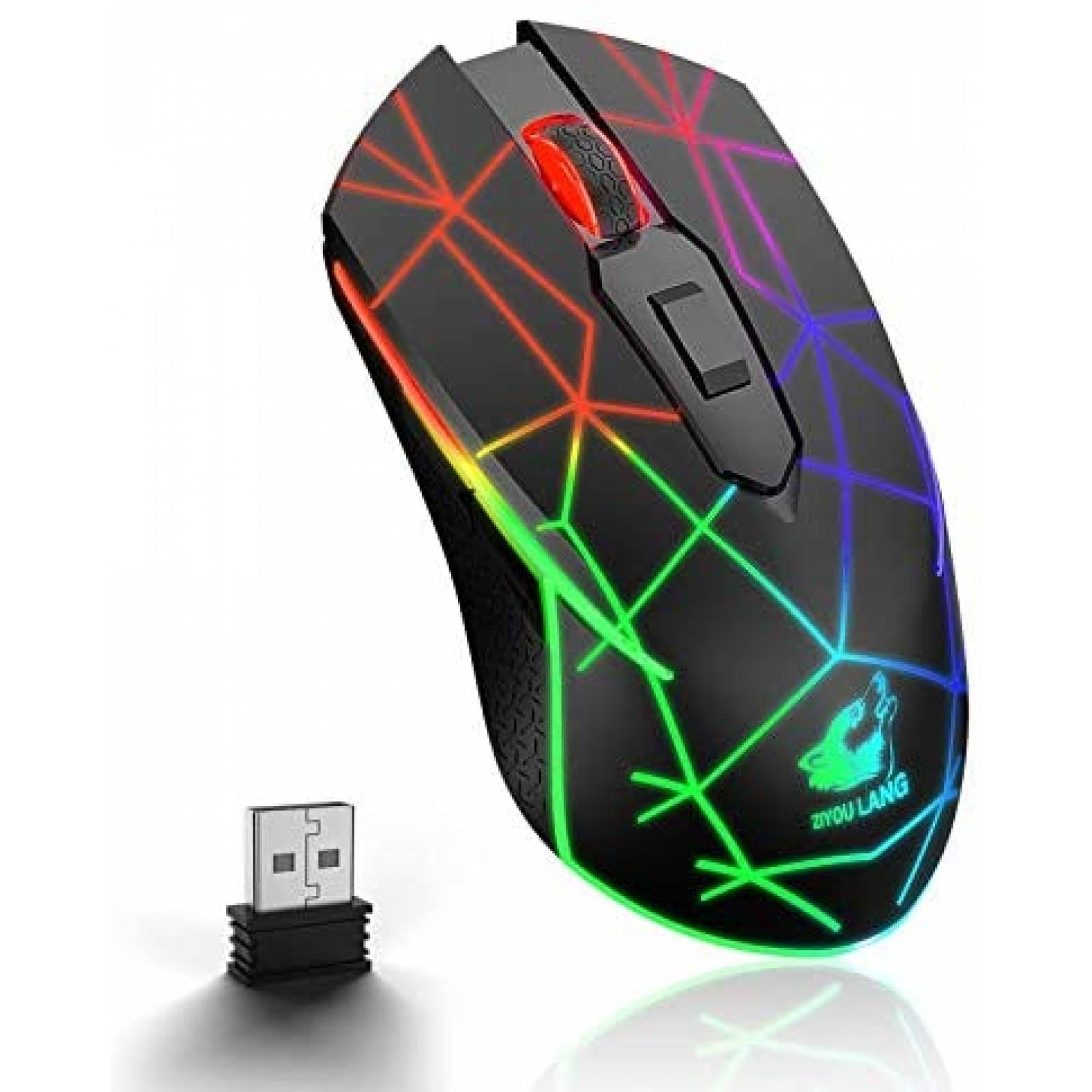 Mouse Gamer Inalambrico ZIYOU LANG 2.4Ghz USB LED -Negro