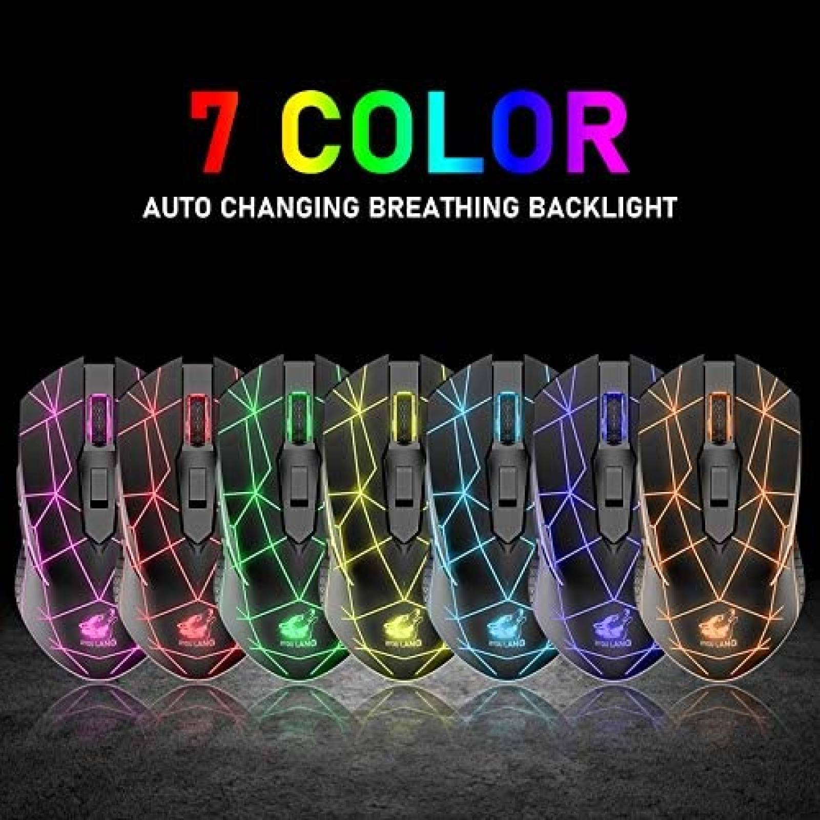 Mouse Gamer Inalambrico ZIYOU LANG 2.4Ghz USB LED -Negro