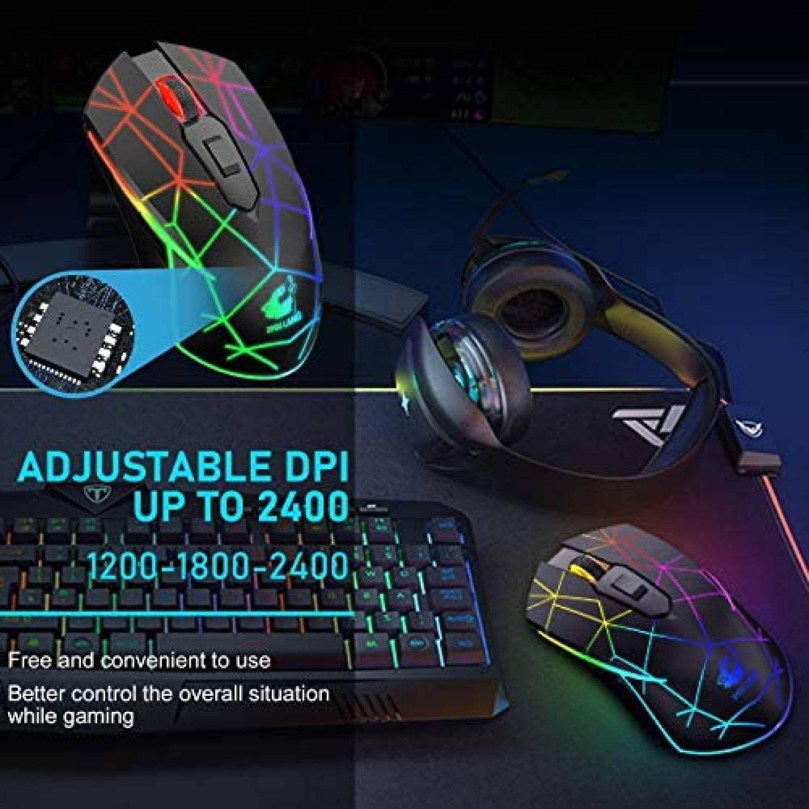 Mouse Gamer Inalambrico ZIYOU LANG 2.4Ghz USB LED -Negro