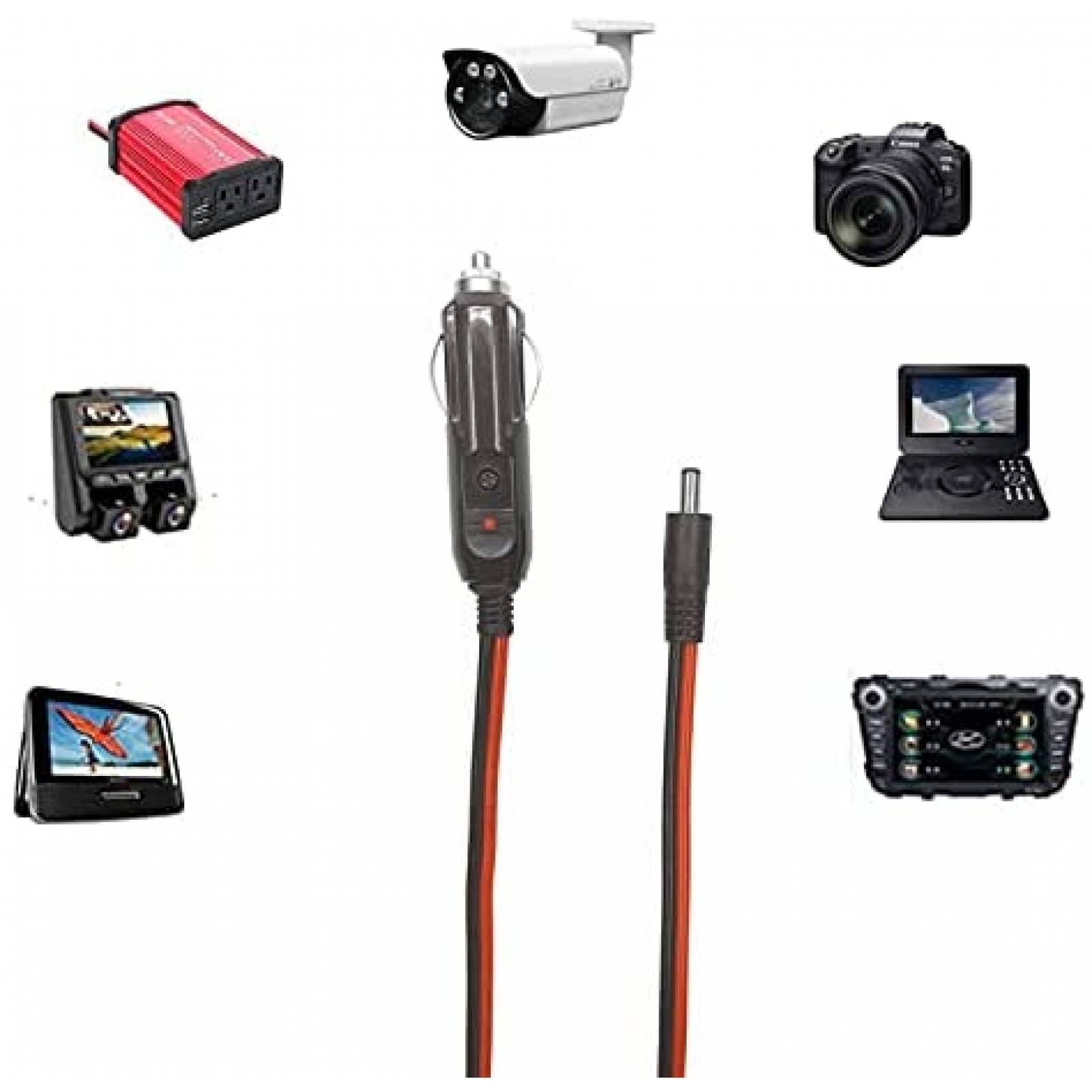 Cable Cargador AEISVIK Carros Conector Cigarros 5.5x2.1mm