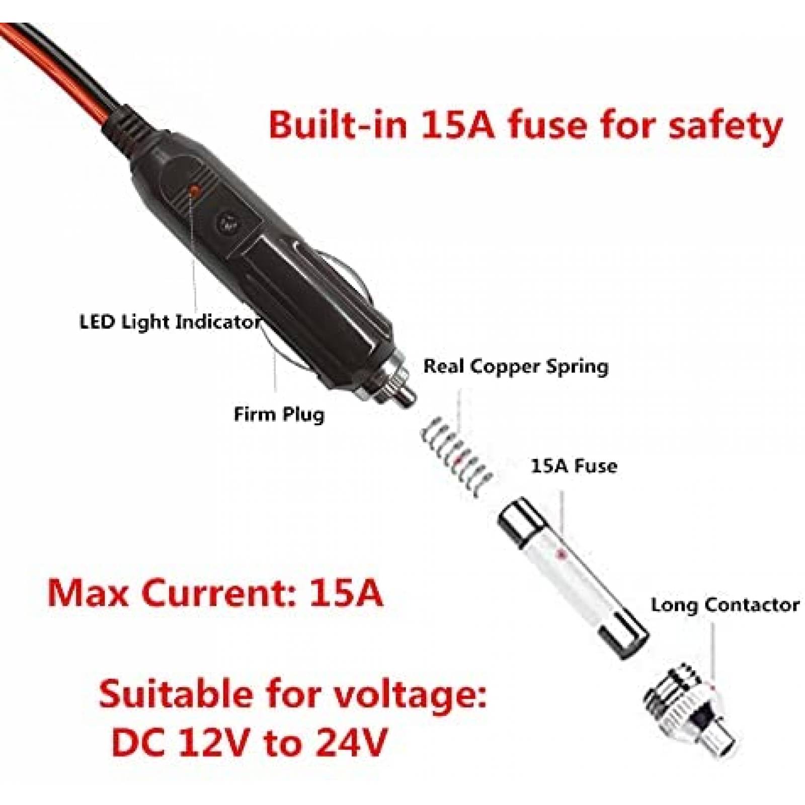 Cable Cargador AEISVIK Carros Conector Cigarros 5.5x2.1mm