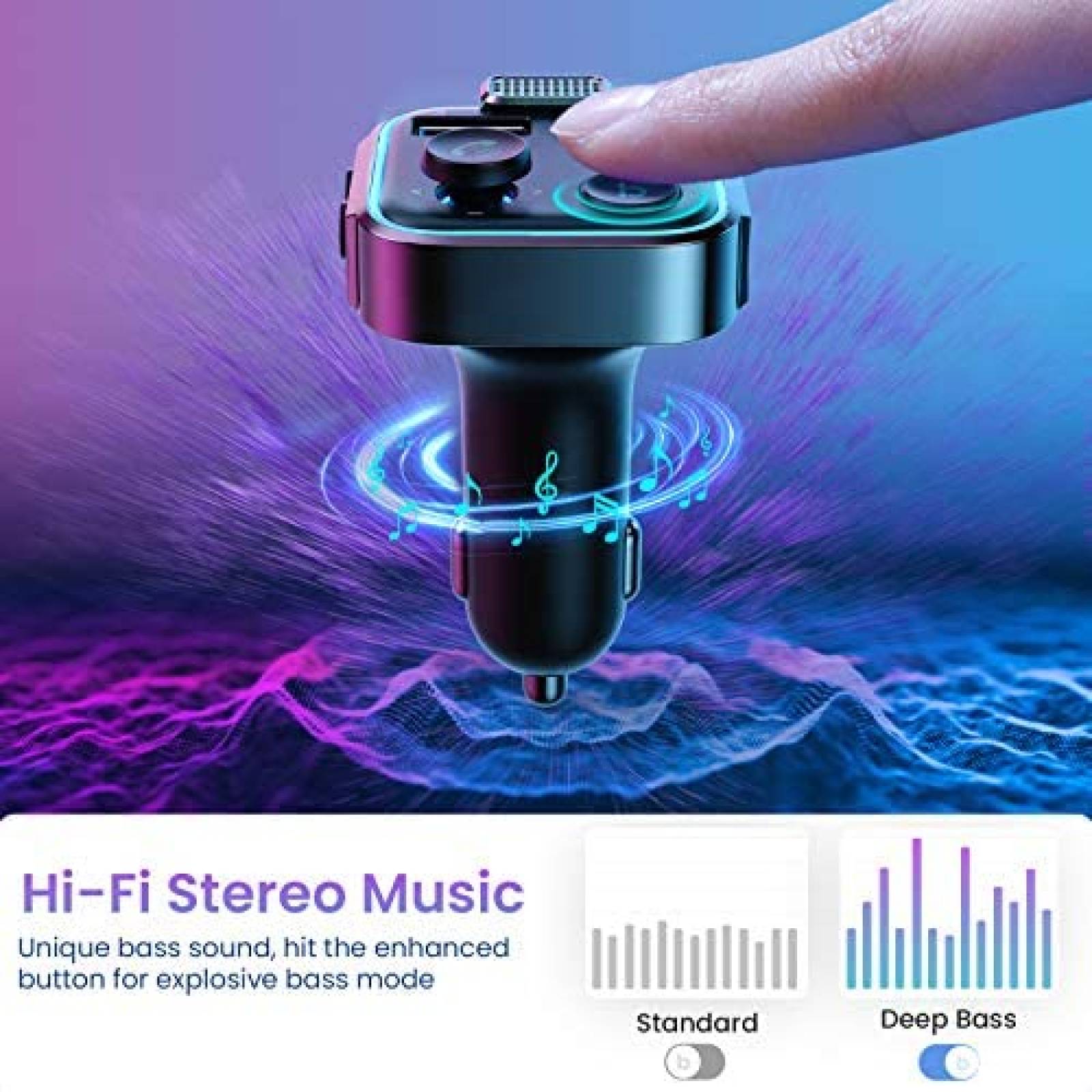 Adaptador para Carro AINOPE USB 2W PD+QC3.0 Bluetooth -Negro