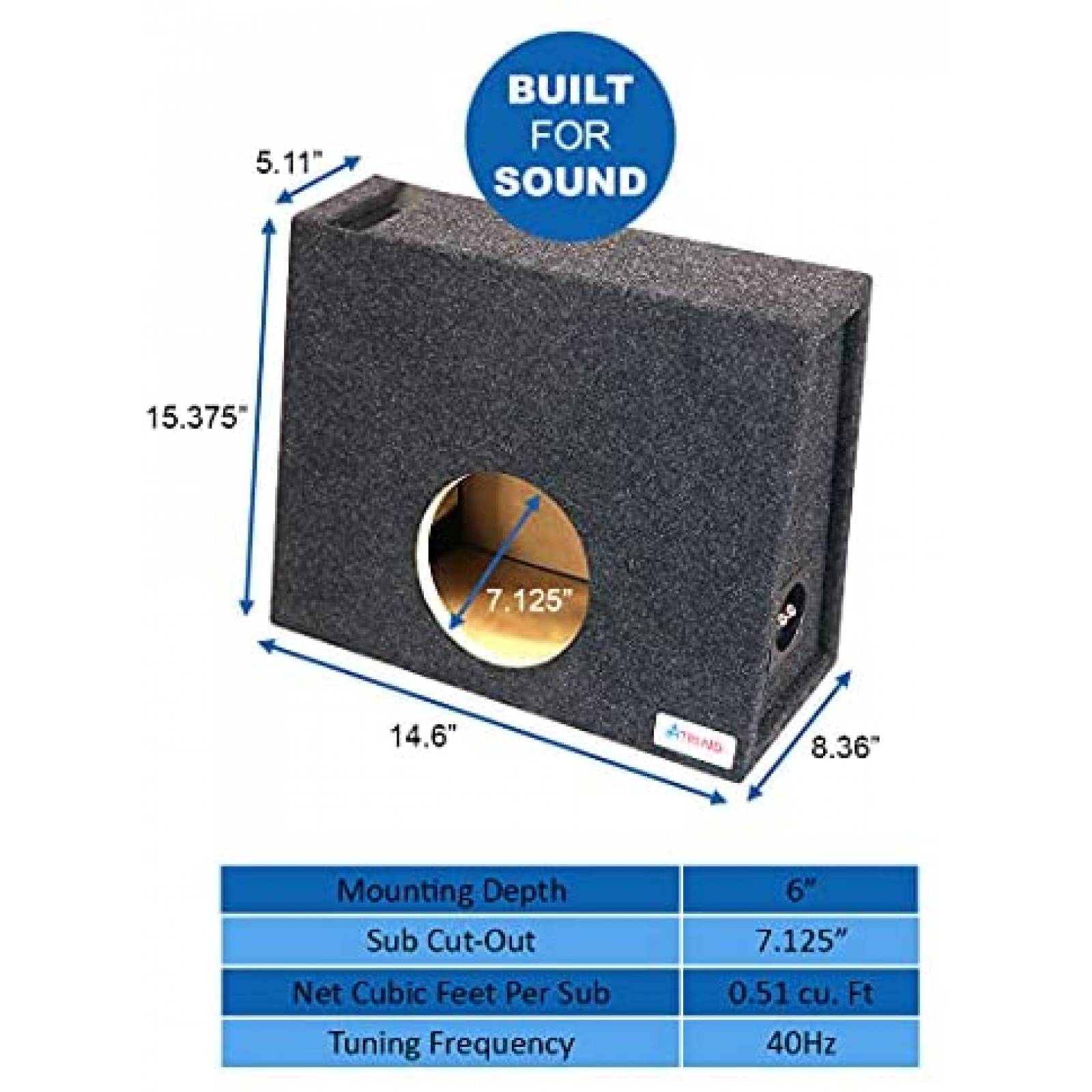 Cajas de subwoofer Atrend de 8" modelo Ventilado -Gris