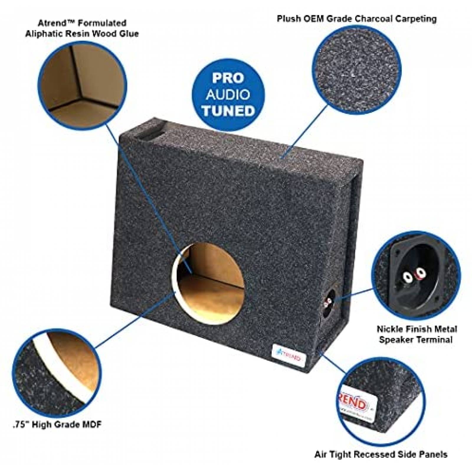 Cajas de subwoofer Atrend de 8" modelo Ventilado -Gris