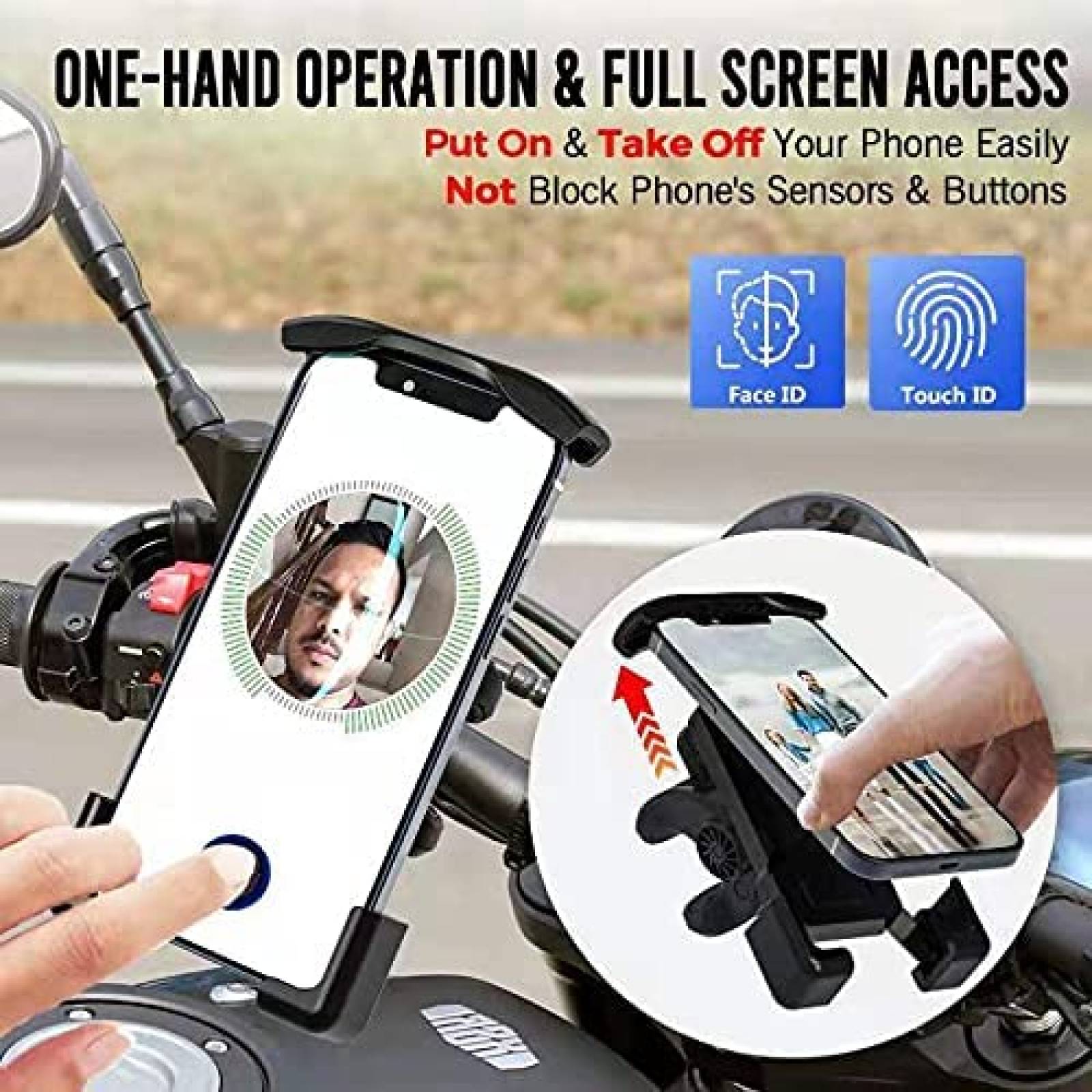 Soporte de Celular para Motocicleta BBtang de 360 -Negro