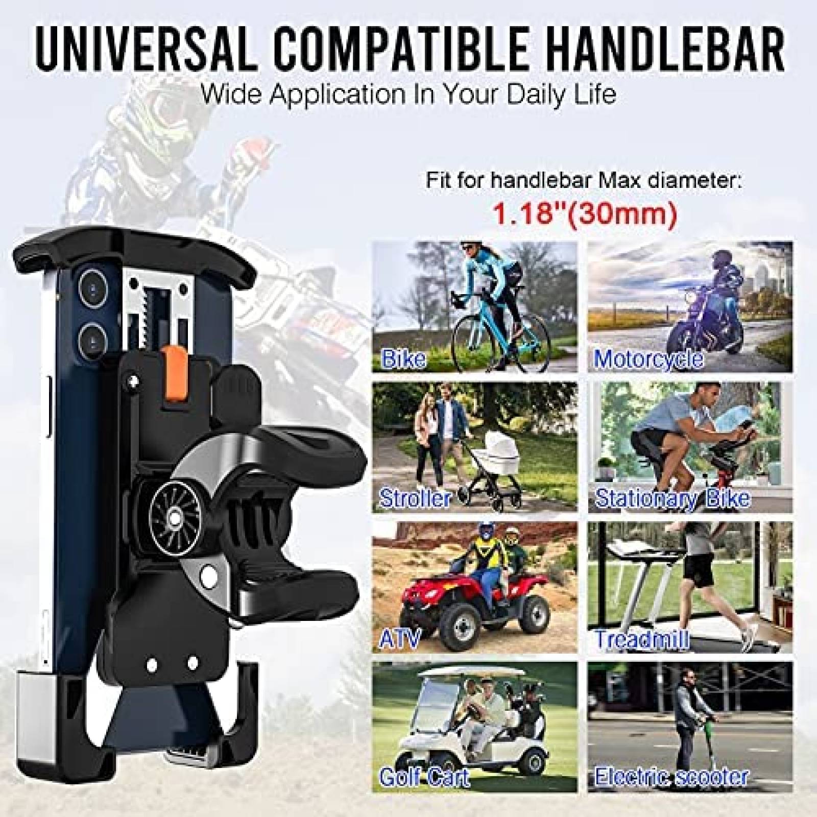 Soporte de Celular para Motocicleta BBtang de 360 -Negro