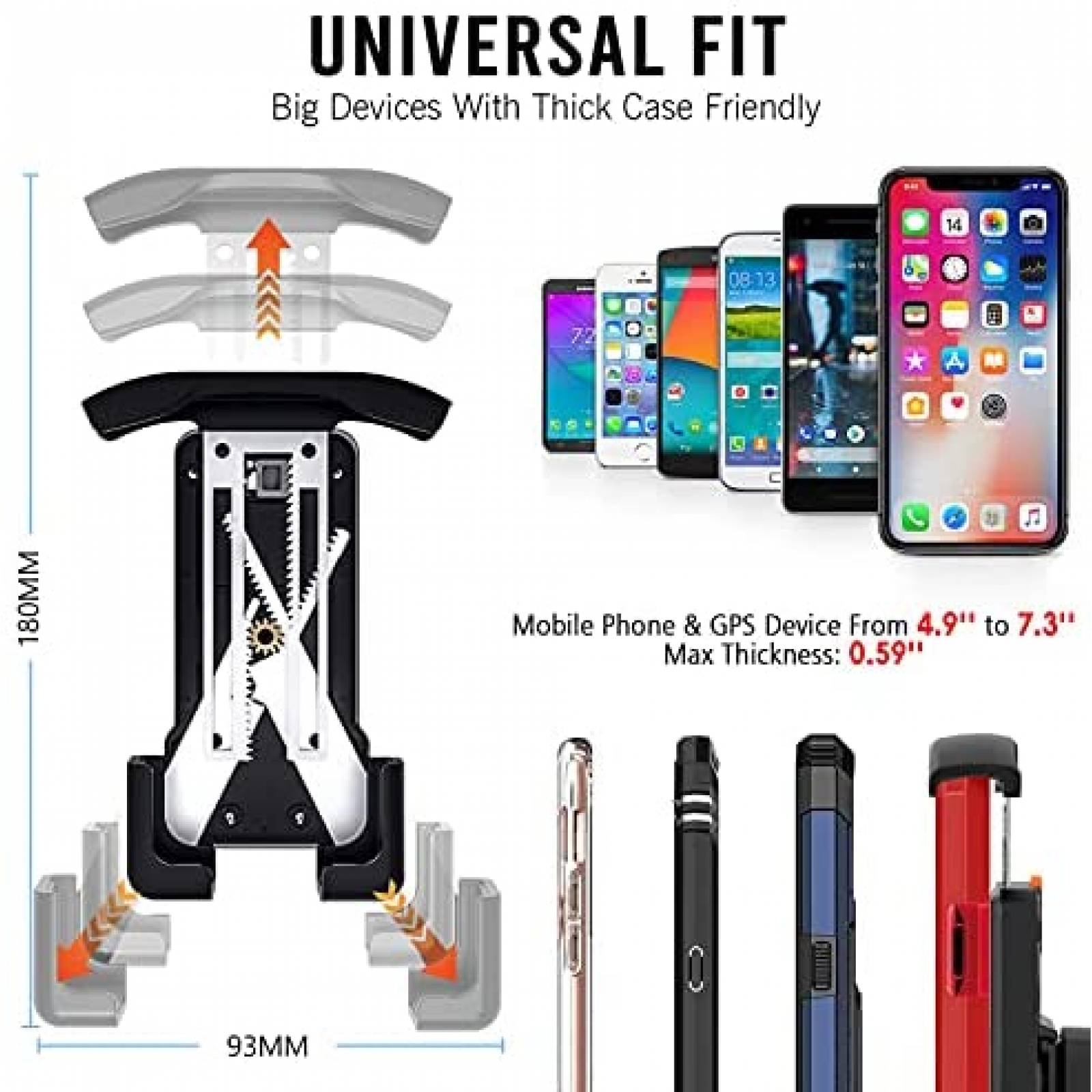 Soporte de Celular para Motocicleta BBtang de 360 -Negro