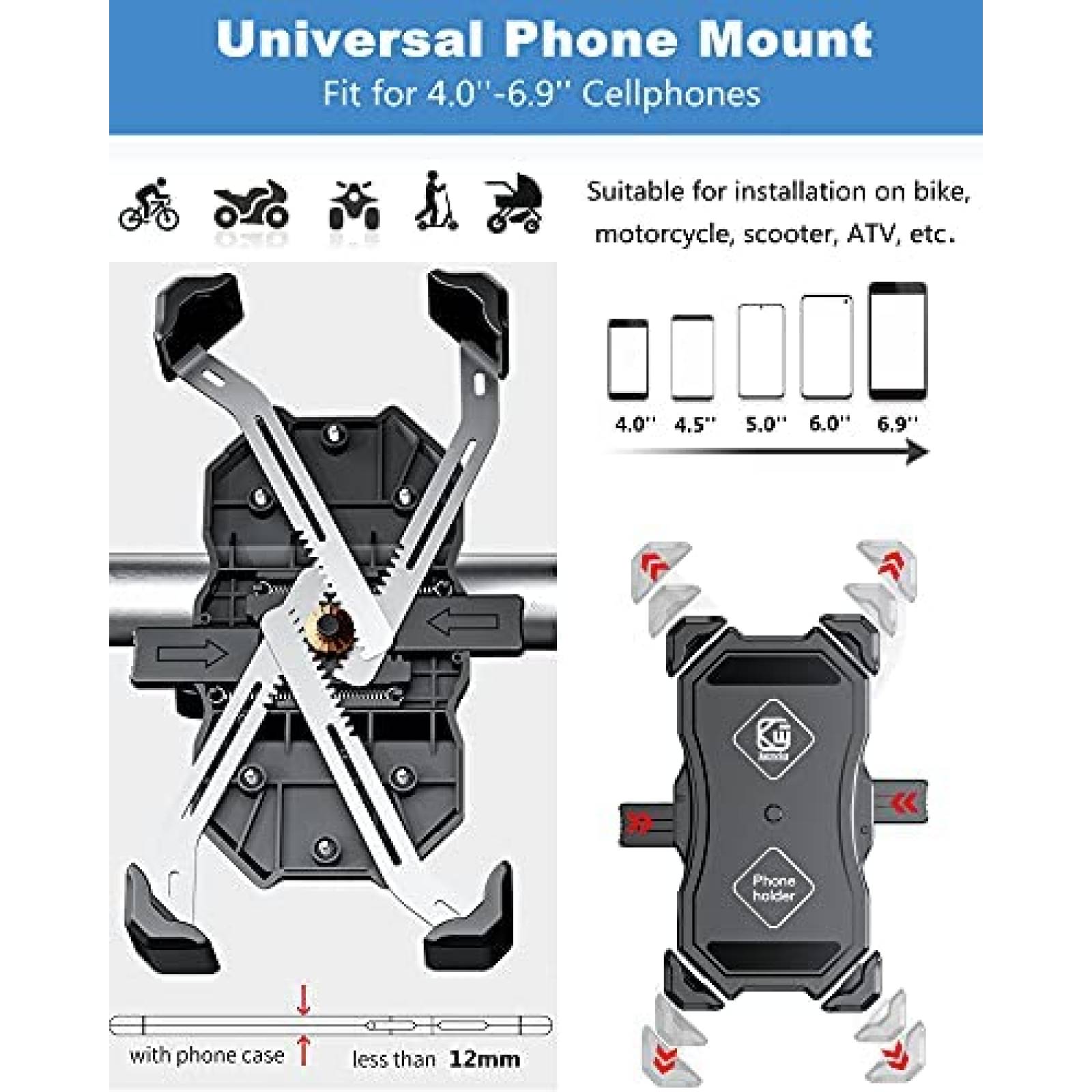 Paquete Soporte Celular p/Bicicleta BRCOVAN 4''-6.9''