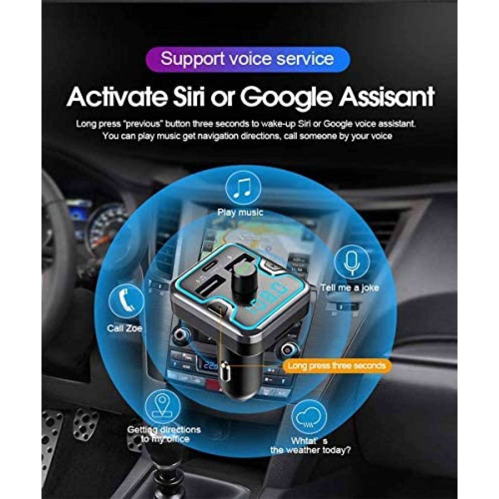 Transmisor de Bluetooth para Auto Car and Driver 18W -Negro