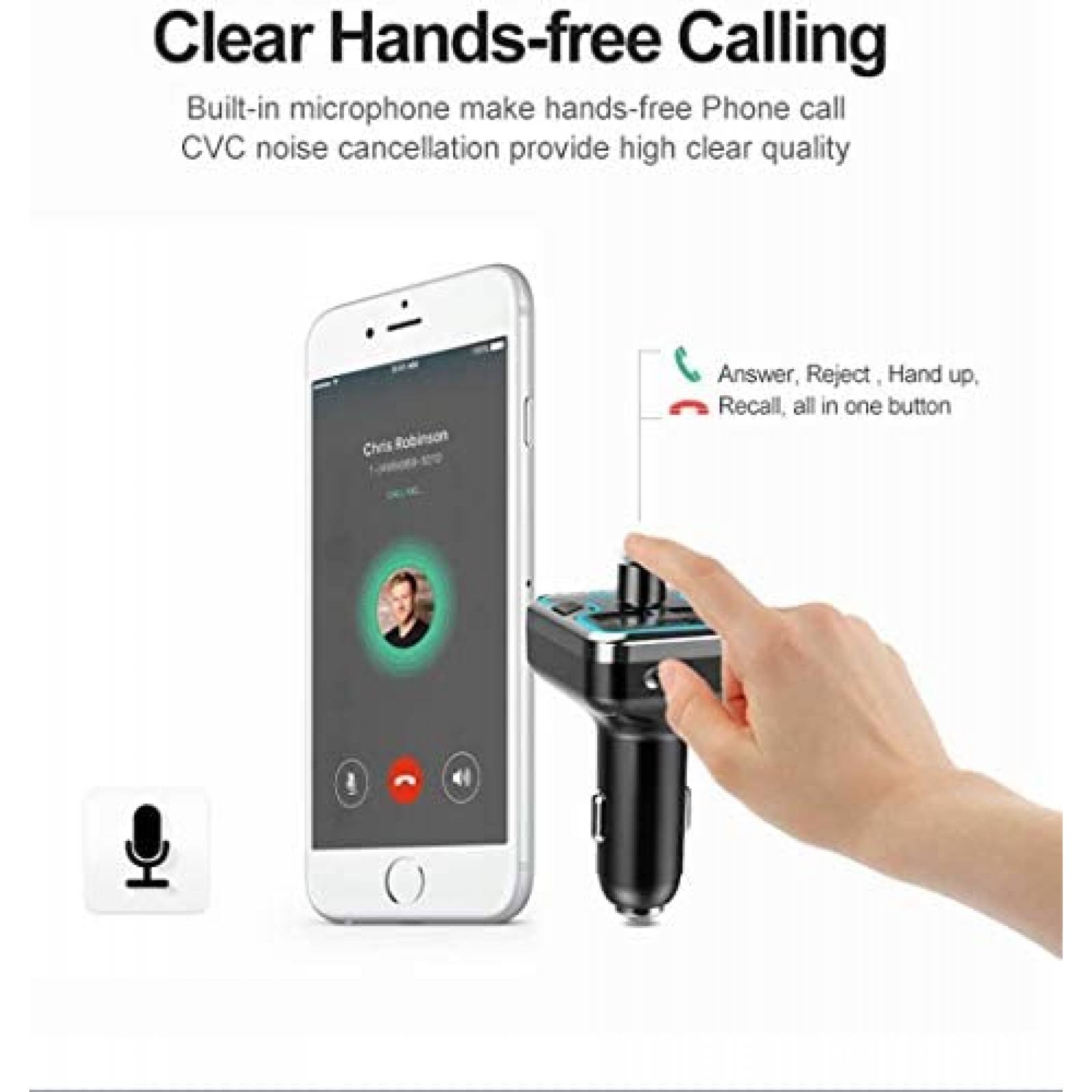 Transmisor de Bluetooth para Auto Car and Driver 18W -Negro