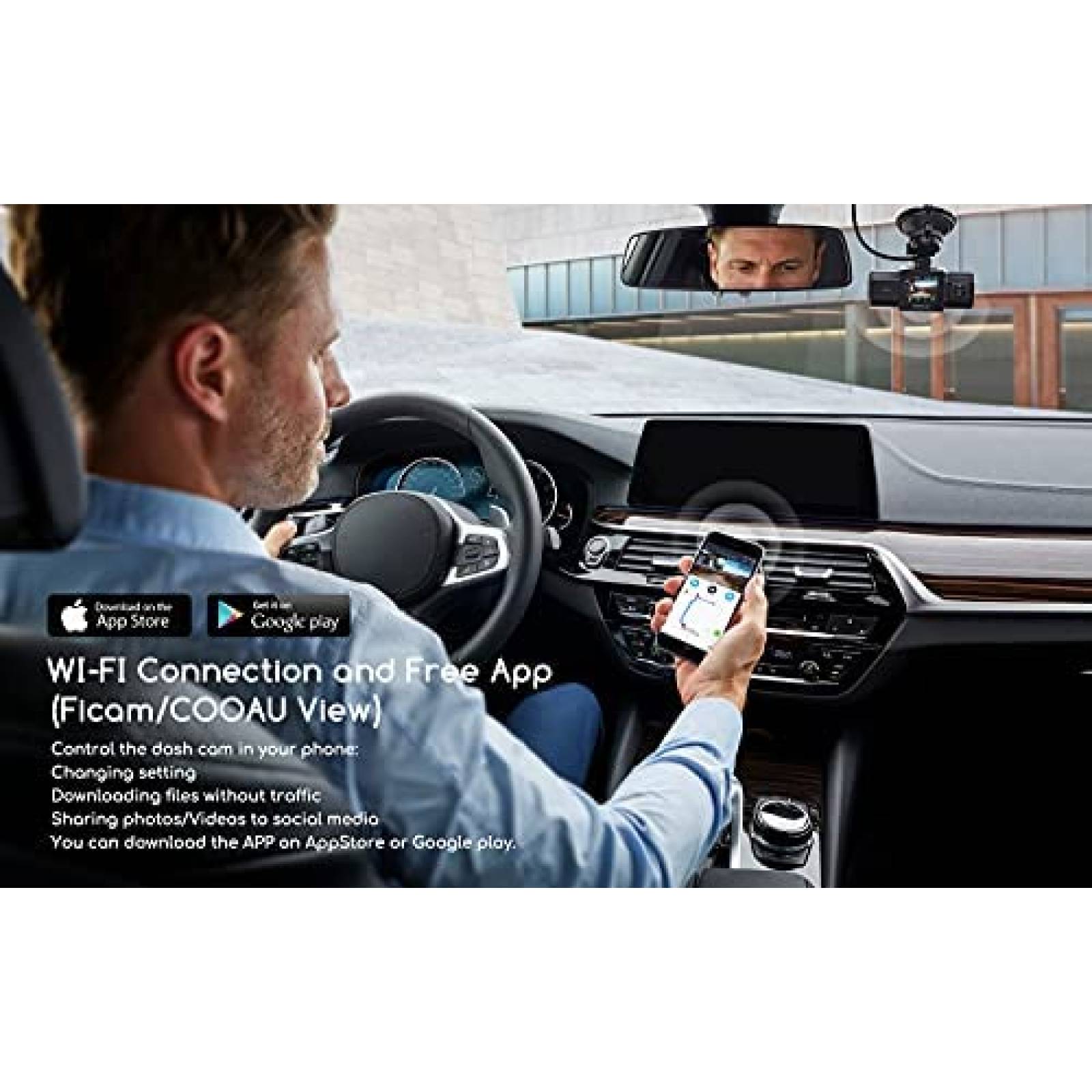 Camara Dual para Auto COOAU D20 1920x1080P30fps -Negro