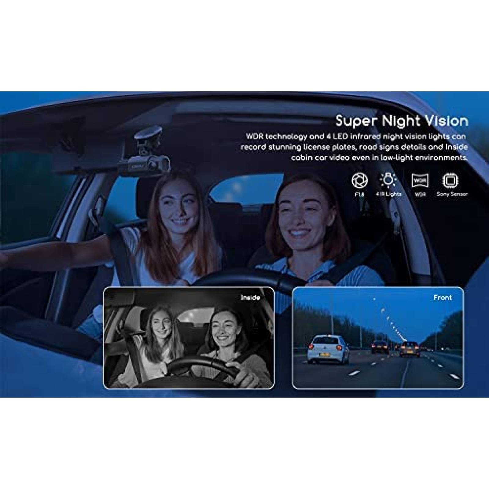 Camara Dual para Auto COOAU D20 1920x1080P30fps -Negro