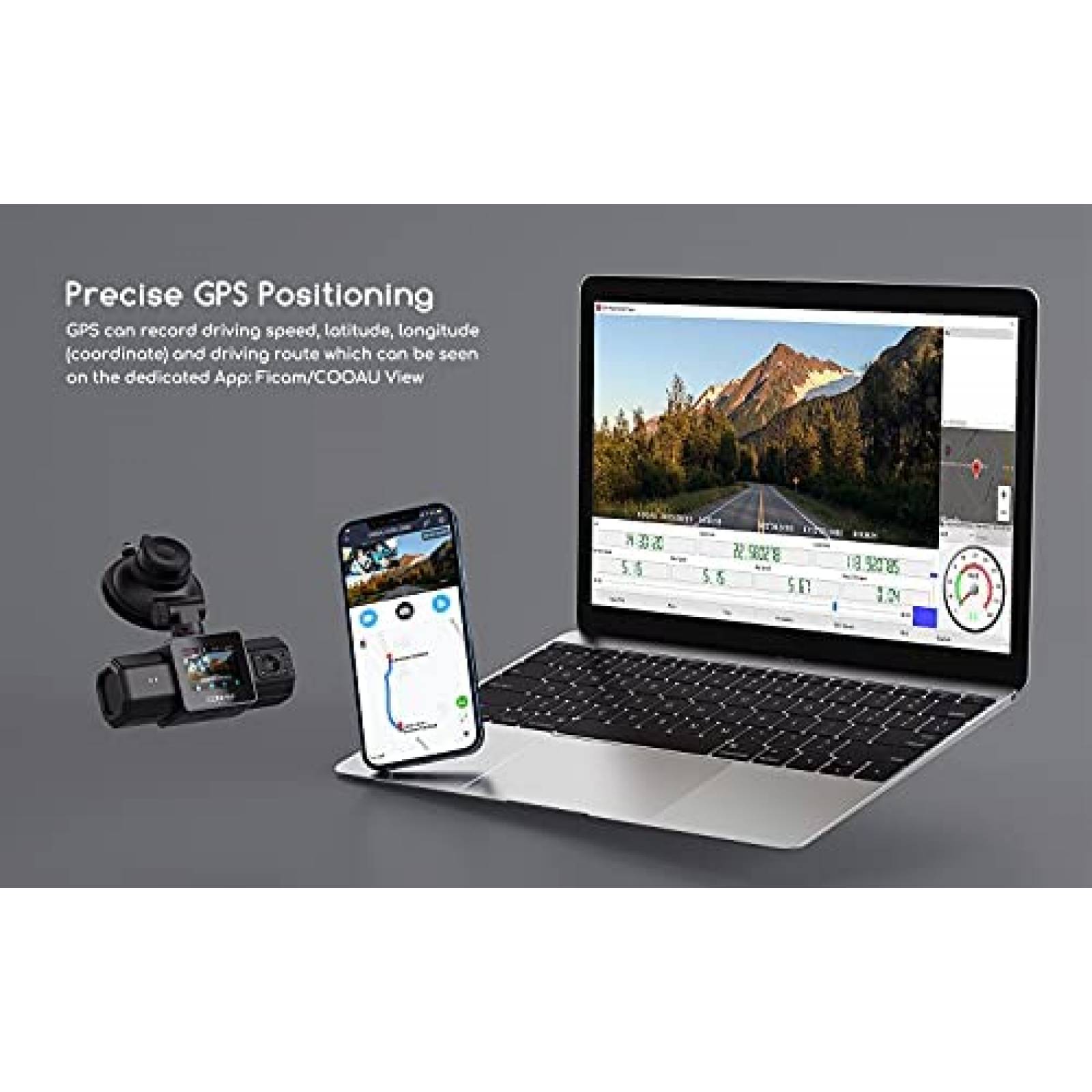 Camara Dual para Auto COOAU D20 1920x1080P30fps -Negro