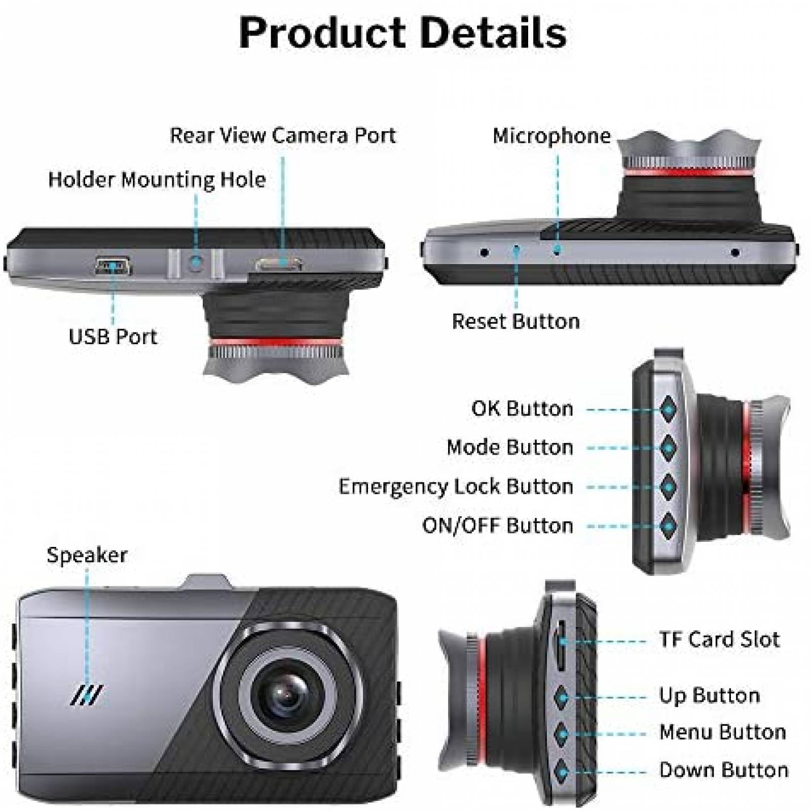 Camara para tablero auto DEEWAZ 1296P 3" -Plateado/negro