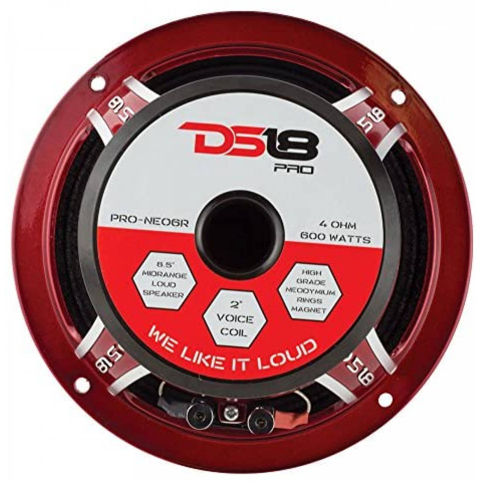 Bocina DS18 600 Watts 4 Ohms de 6.85" x 6.85" x 3.35" -Negro