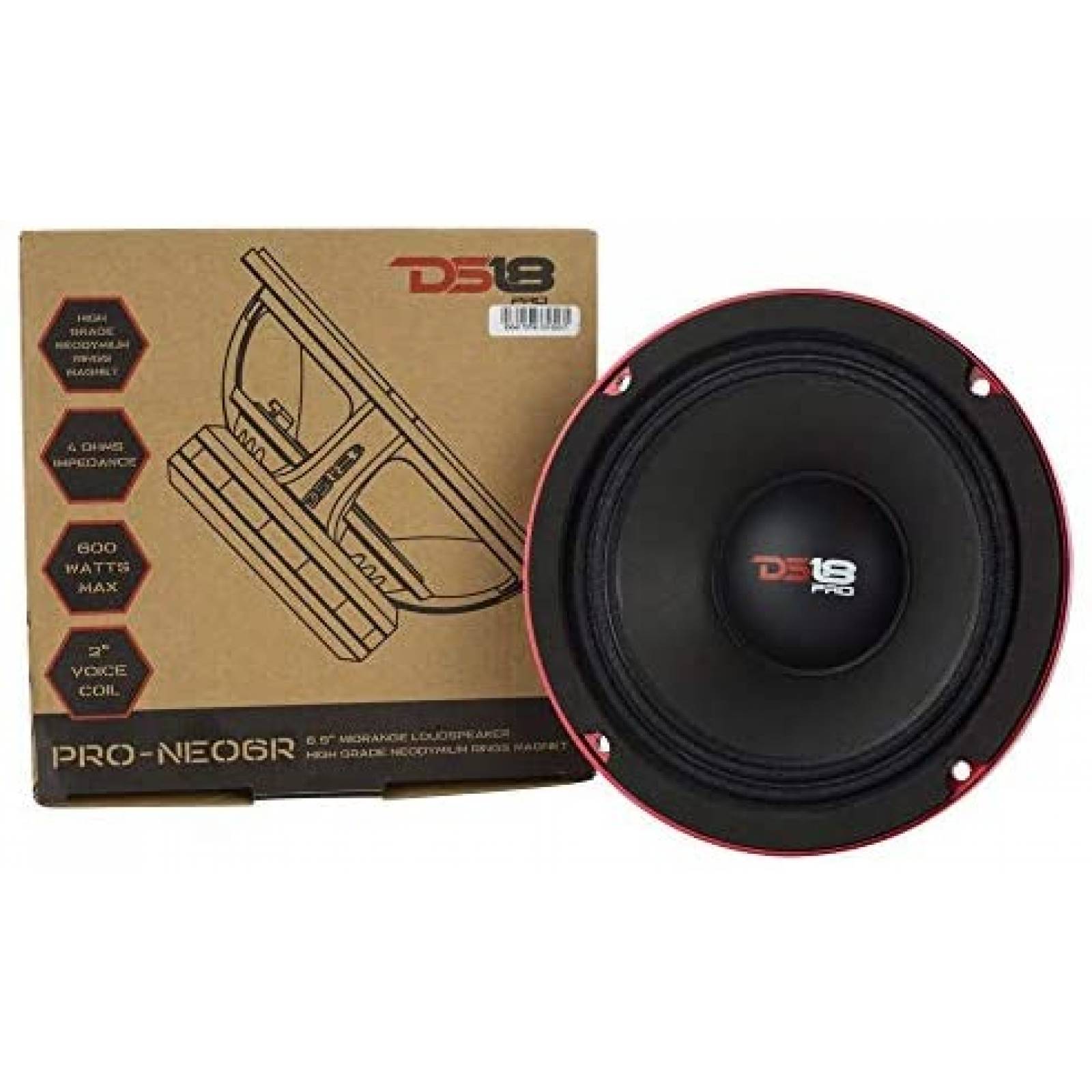 Bocina DS18 600 Watts 4 Ohms de 6.85" x 6.85" x 3.35" -Negro