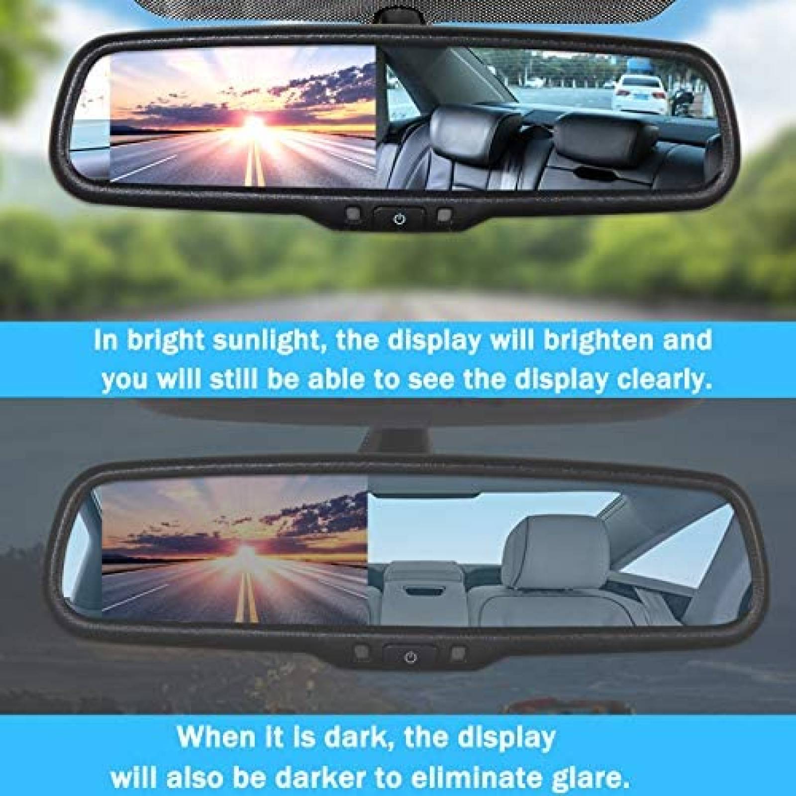 Espejo retrovisor para automovil EWAY Pantalla LCD de 4.3"